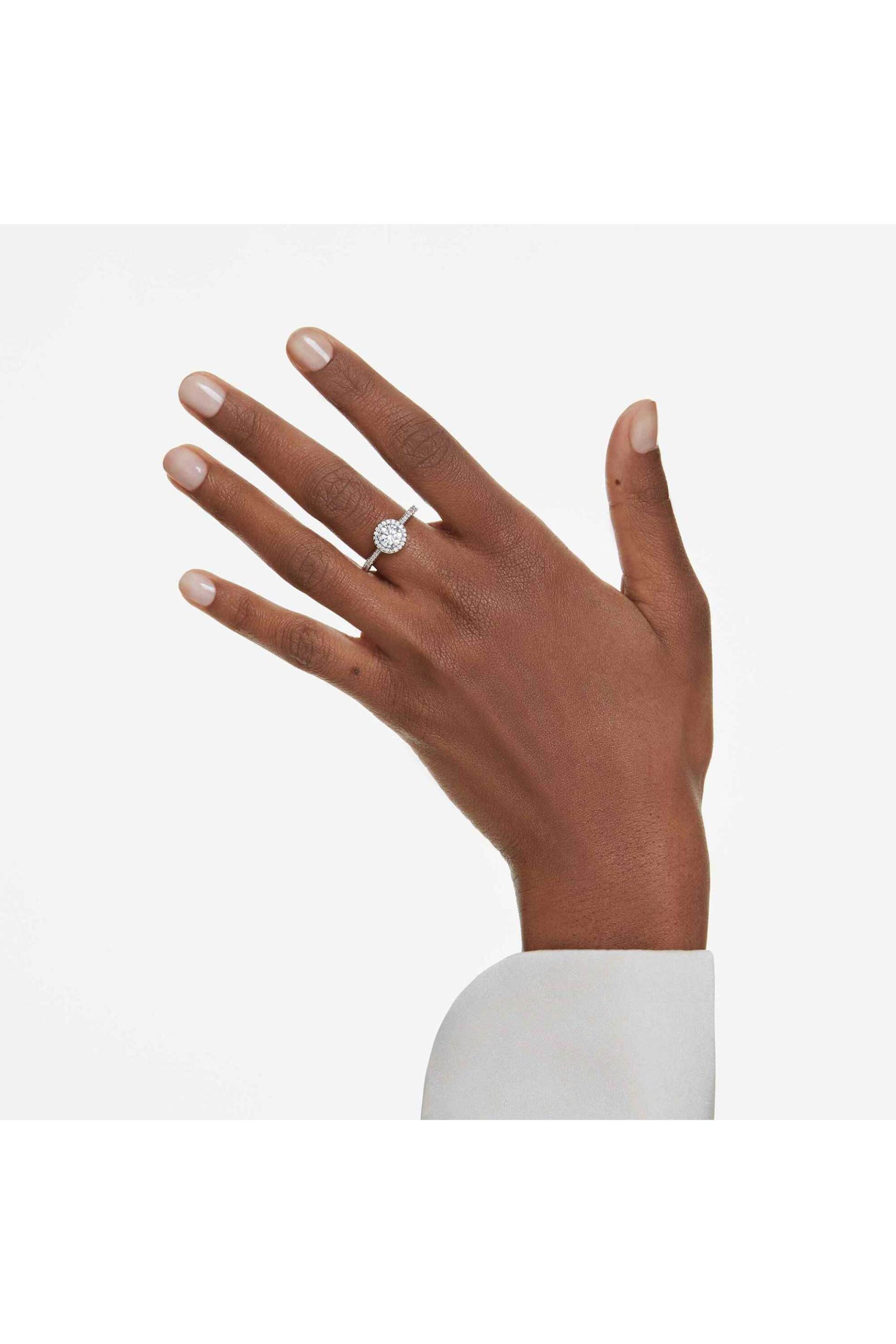 Swarovski γυναικείο δαχτυλίδι στρογγυλή κοπή, λευκό, φινίρισμα σε ασημένιο τόνο "Una Angelic" (55) - 5717929 φωτογραφία