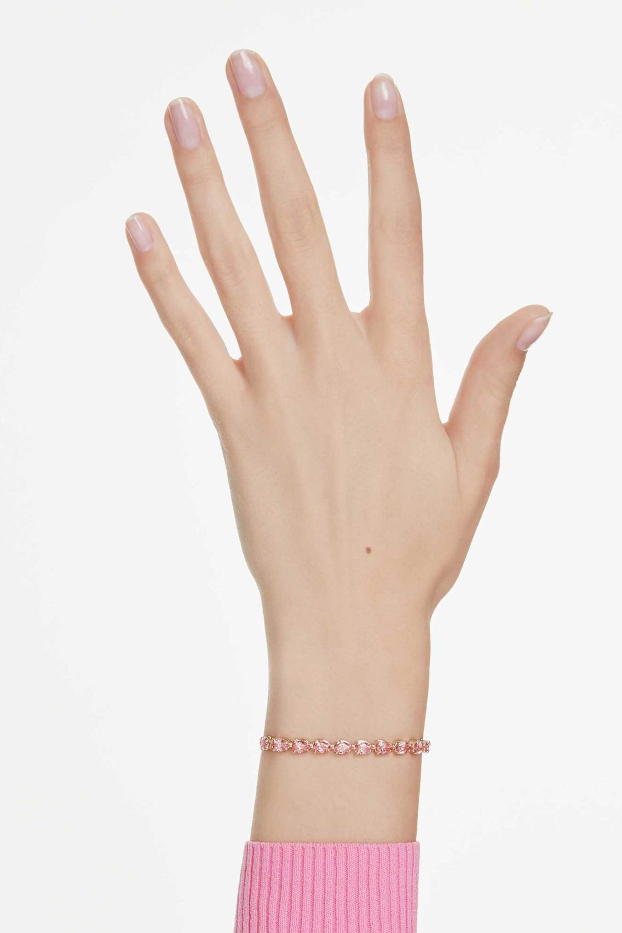 Swarovski Γυναικείο Βραχιόλι Κοπή Pear Ροζ Επιμετάλλωση σε Χρυσαφί Τόνο Matrix - 5707187