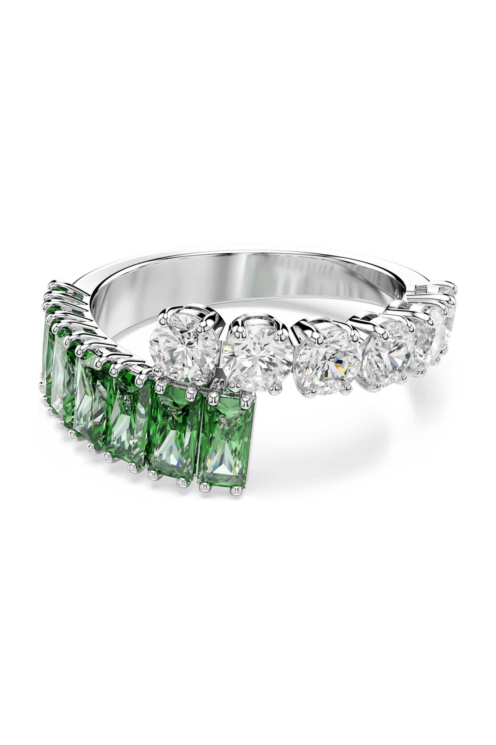 Swarovski γυναικείο δαχτυλίδι μίξη κοπών, πράσινο, επιμετάλλωση ροδίου 