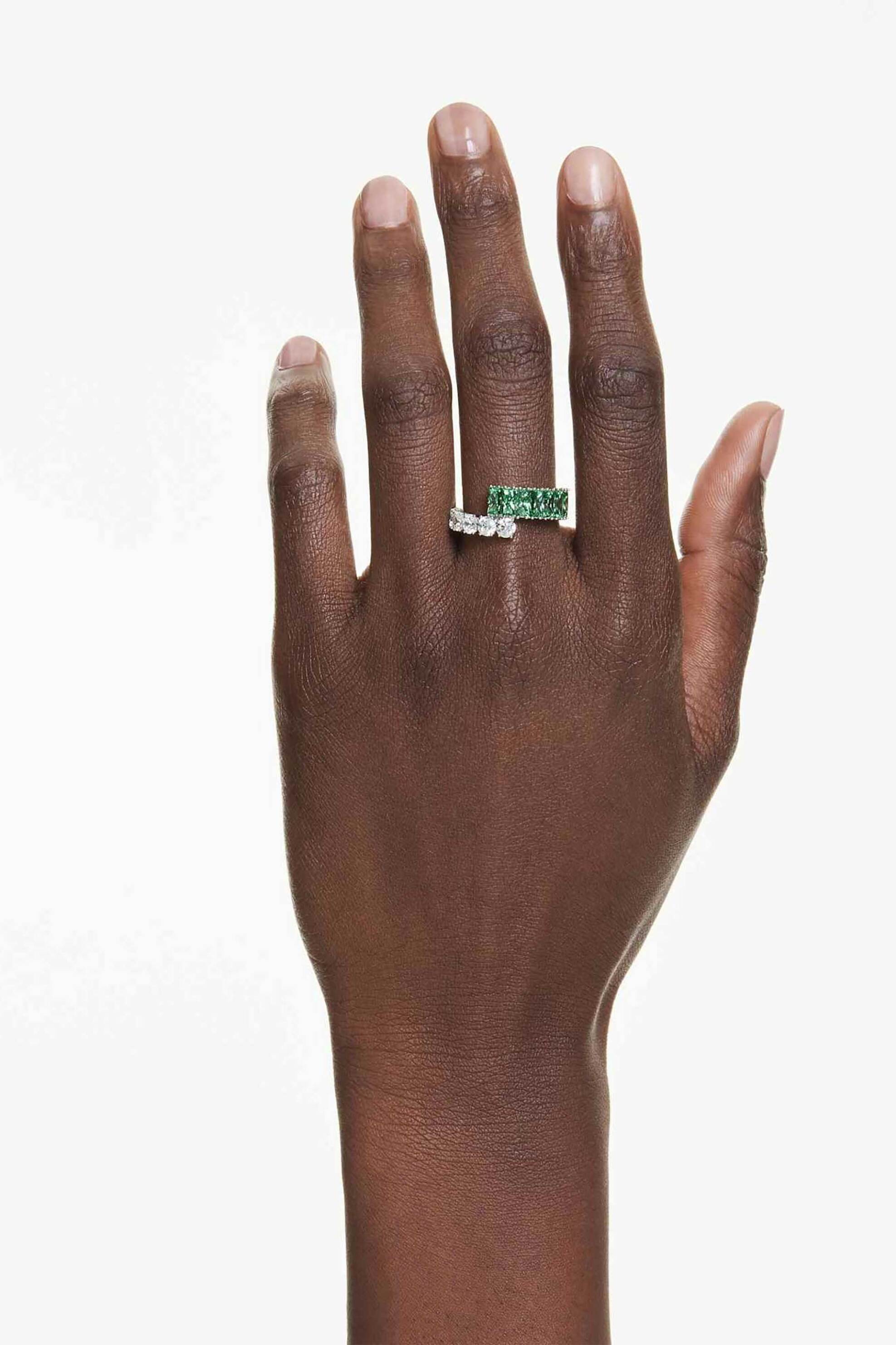 Swarovski Γυναικείο Δαχτυλίδι Μίξη Κοπών Πράσινο Επιμετάλλωση Ροδίου Matrix (55) - 5722456