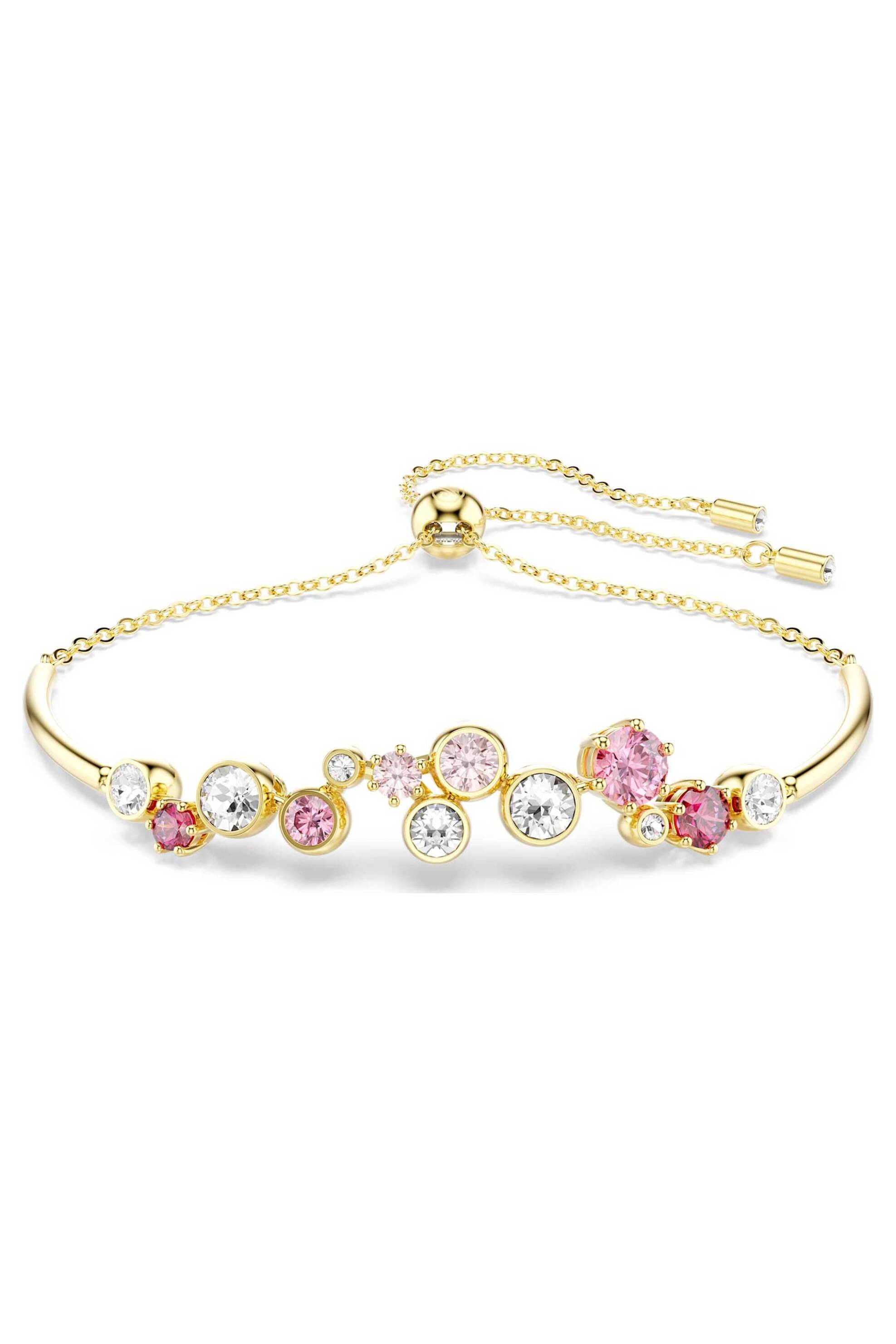 Swarovski γυναικείο βραχιόλι μίξη κοπών, πολύχρωμο, επιμετάλλωση σε χρυσαφί τόνο "Constella" - 5722476