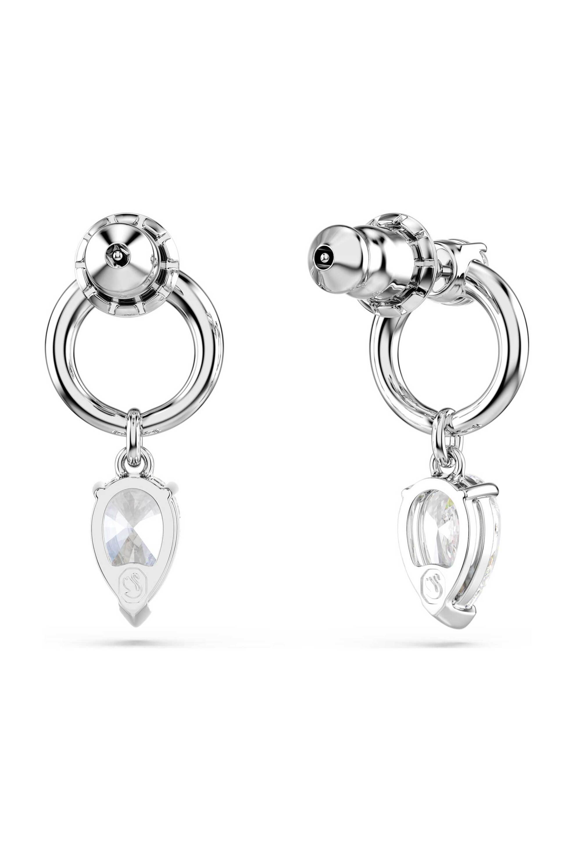 SWAROVSKI Swarovski γυναικεία σκουλαρίκια-σταγόνα μίξη κοπών, λευκά, επιμετάλλωση ροδίου "Mesmera" - 5723177 - 3