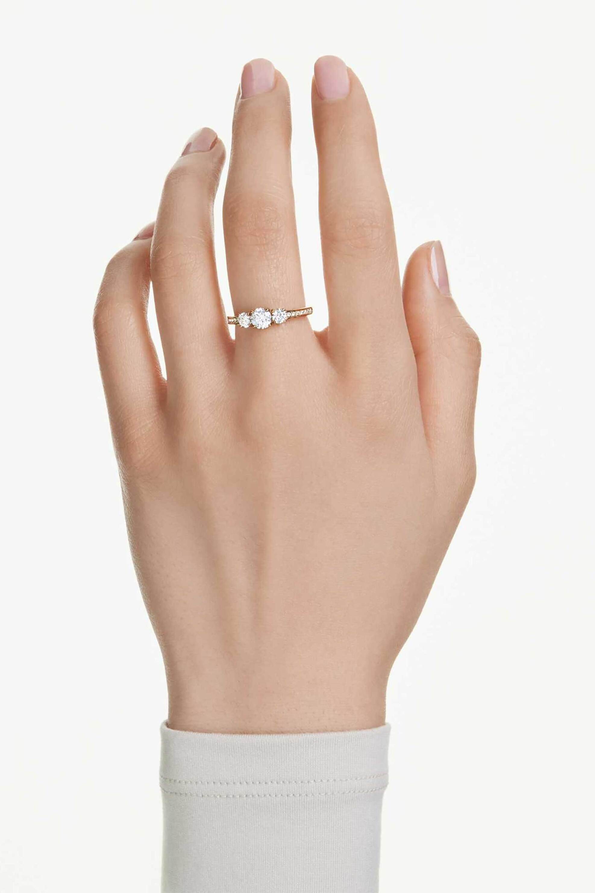Swarovski Γυναικείο Δαχτυλίδι Στρογγυλή Κοπή Λευκό Επιμετάλλωση σε Χρυσαφί Τόνο Stilla Attract (52) - 5723295
