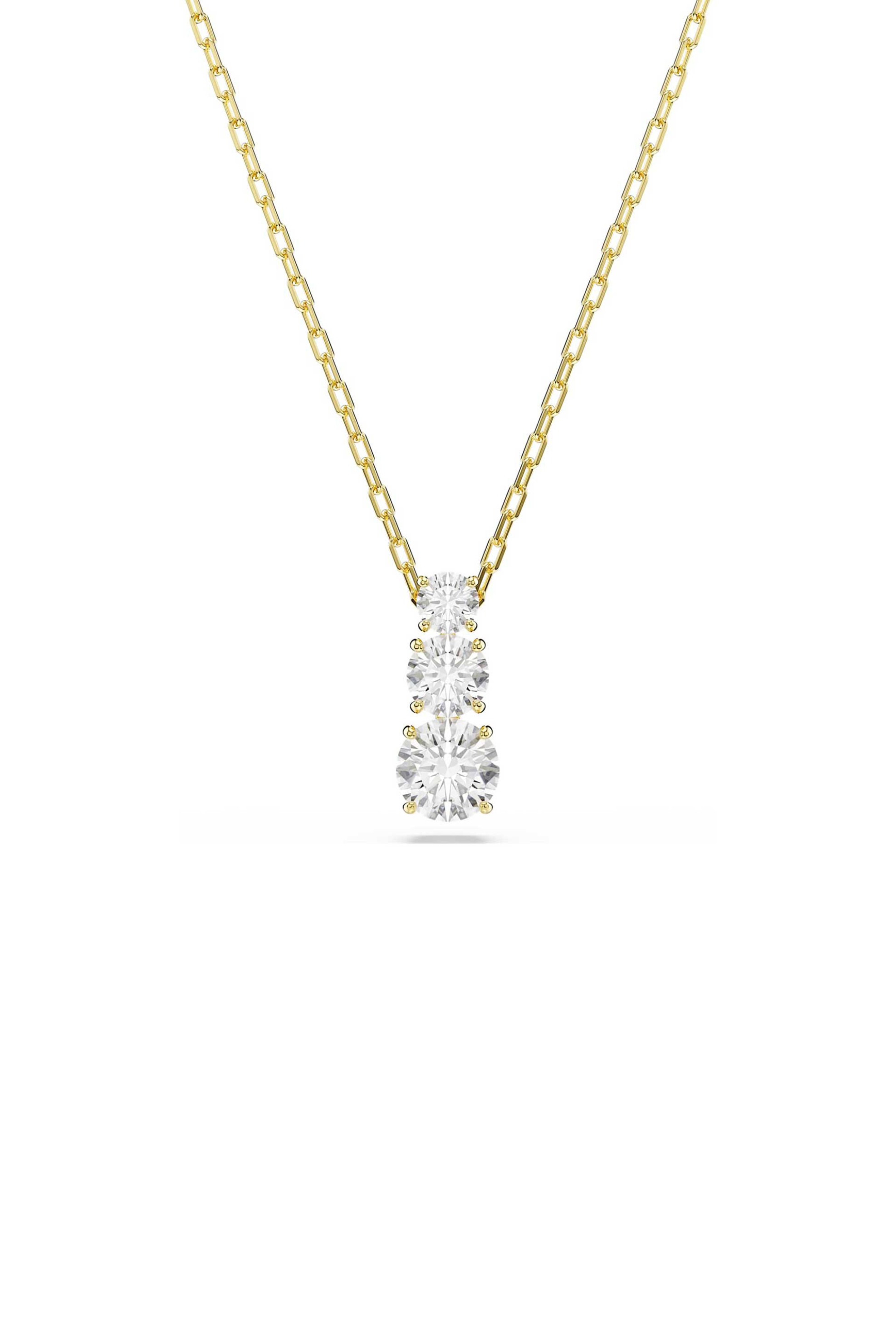 Swarovski γυναικείο μενταγιόν στρογγυλή κοπή, λευκό, επιμετάλλωση σε χρυσαφί τόνο "Stilla Attract" - 5723298