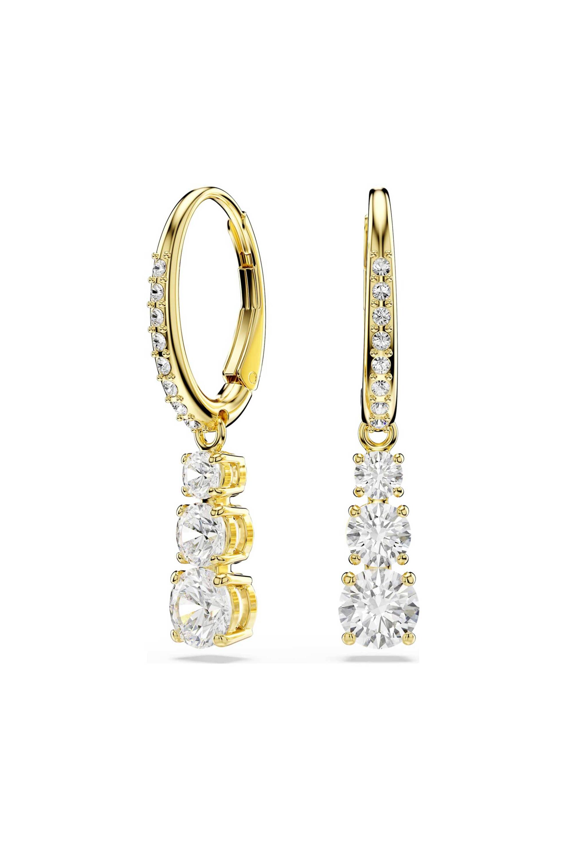 Swarovski γυναικείοι κρίκοι στρογγυλή κοπή, λευκά, επιμετάλλωση σε χρυσαφί τόνο "Stilla Attract" - 5723300