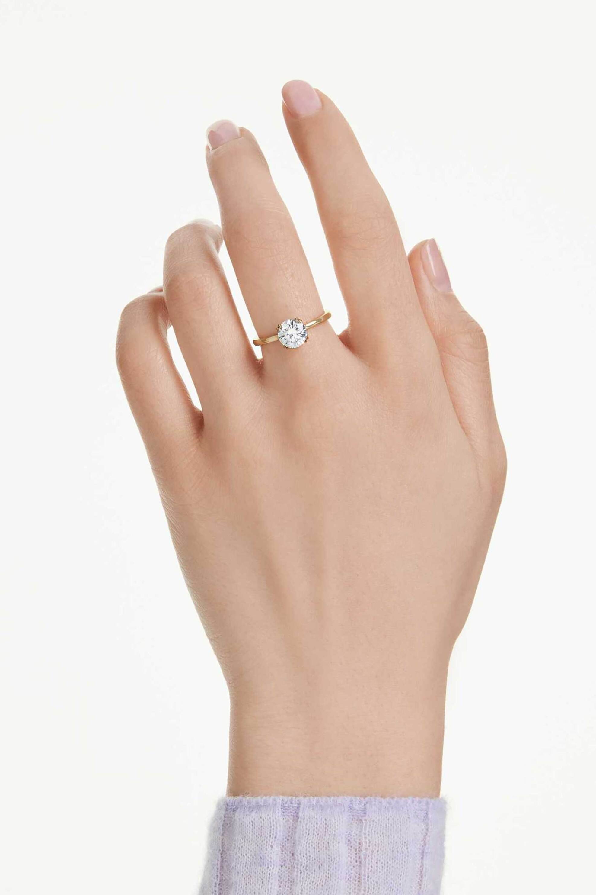 Swarovski Γυναικείο Δαχτυλίδι Κοκτέιλ Στρογγυλή Κοπή Λευκό Επιμετάλλωση σε Χρυσαφί Τόνο Stilla (60) - 5723333