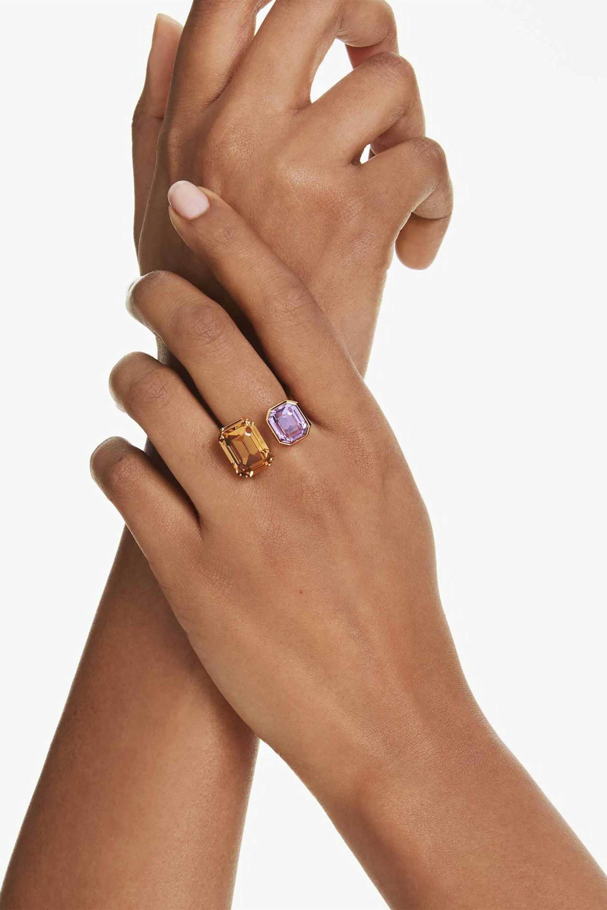 Swarovski Γυναικείο Ανοιχτό Δαχτυλίδι Οκταγωνική Κοπή Πολύχρωμο Επιμετάλλωση σε Χρυσαφί Τόνο Millenia (58) - 5725748