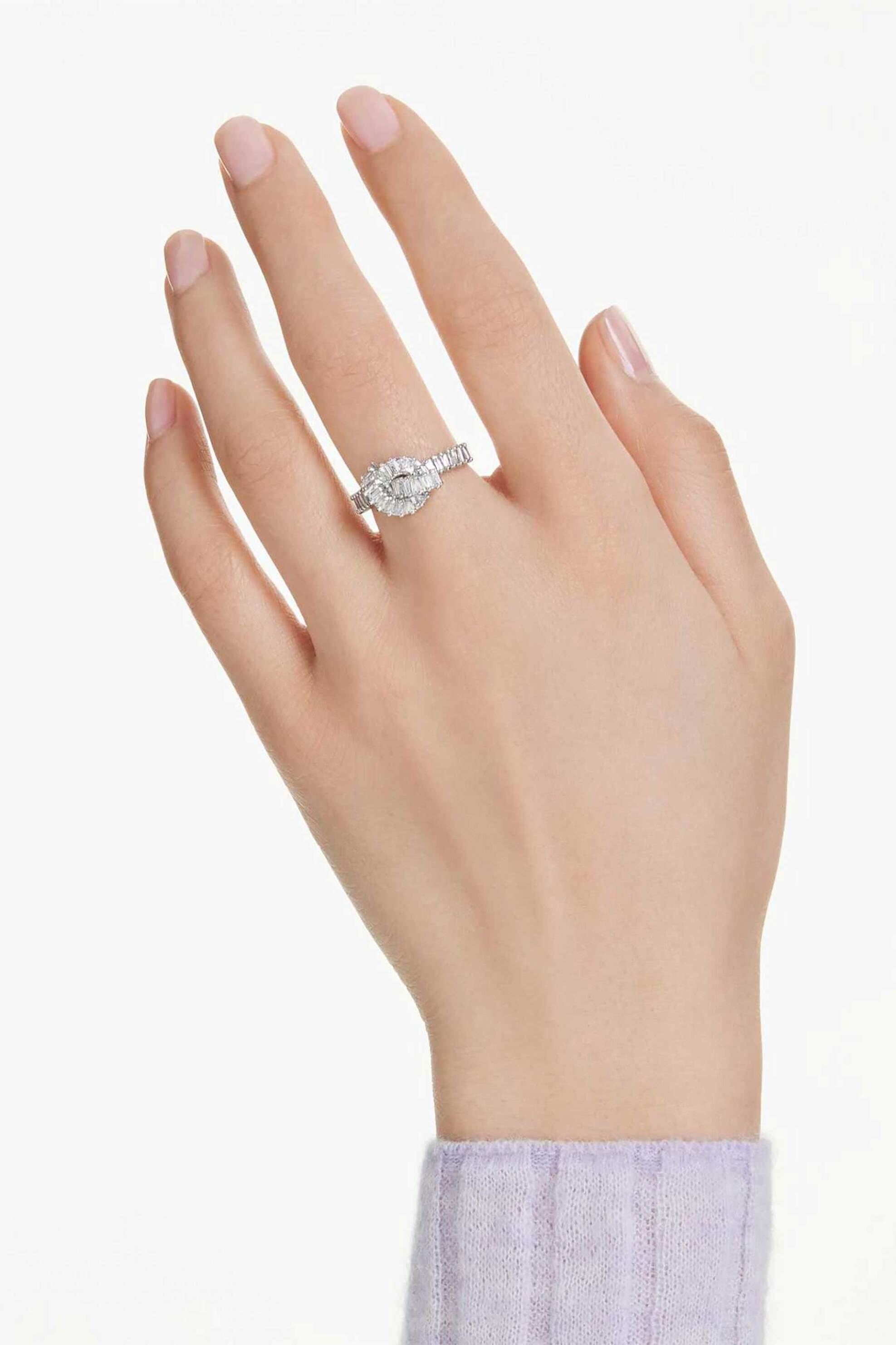 Swarovski Γυναικείο Δαχτυλίδι Κοπή Baguette Κόμπος Λευκό Επιμετάλλωση Ροδίου Matrix (52) - 5727119
