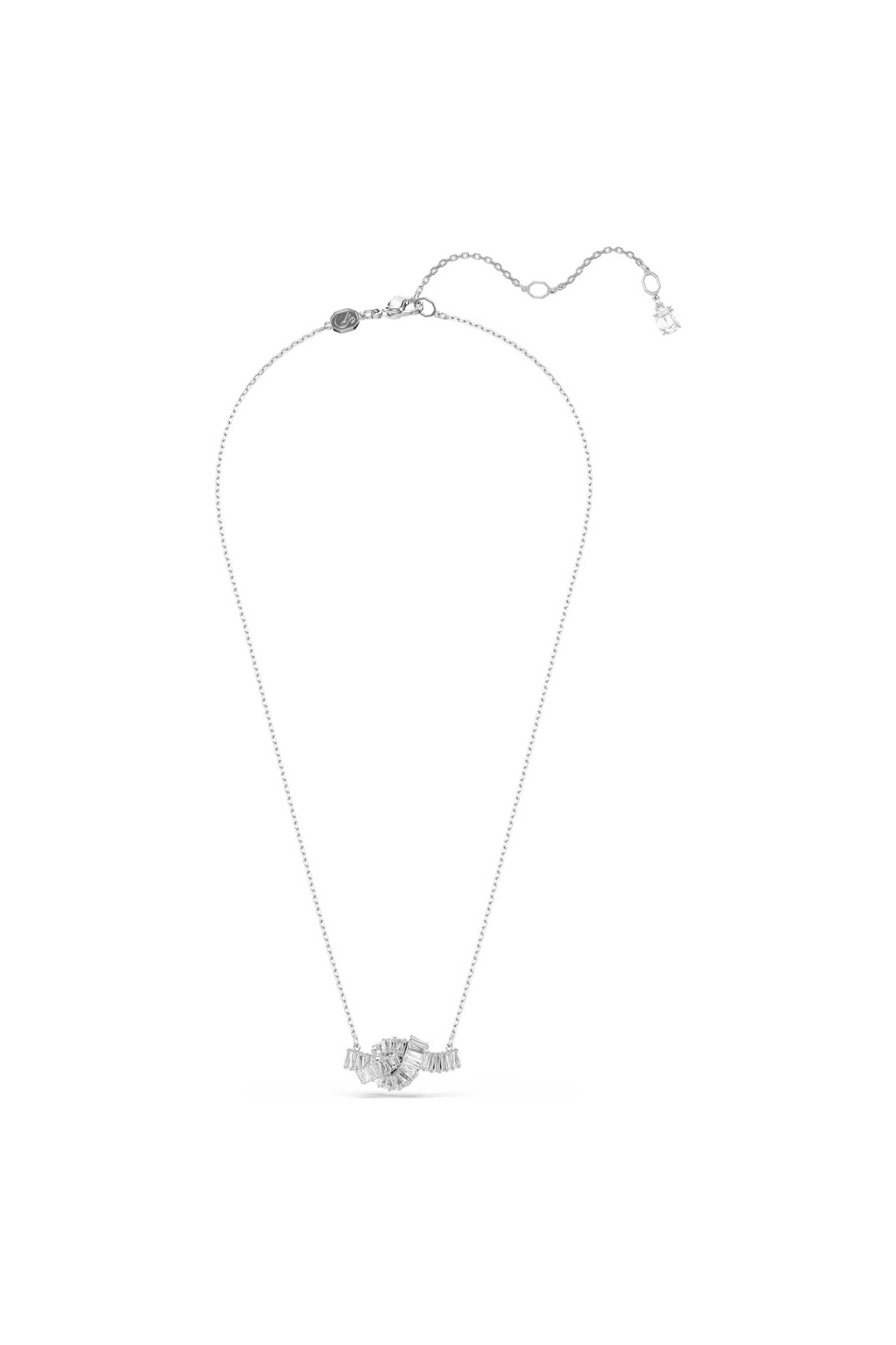 SWAROVSKI Swarovski γυναικείο μενταγιόν κοπή baguette, κόμπος, λευκό, επιμετάλλωση ροδίου "Matrix" - 5728553 - 2