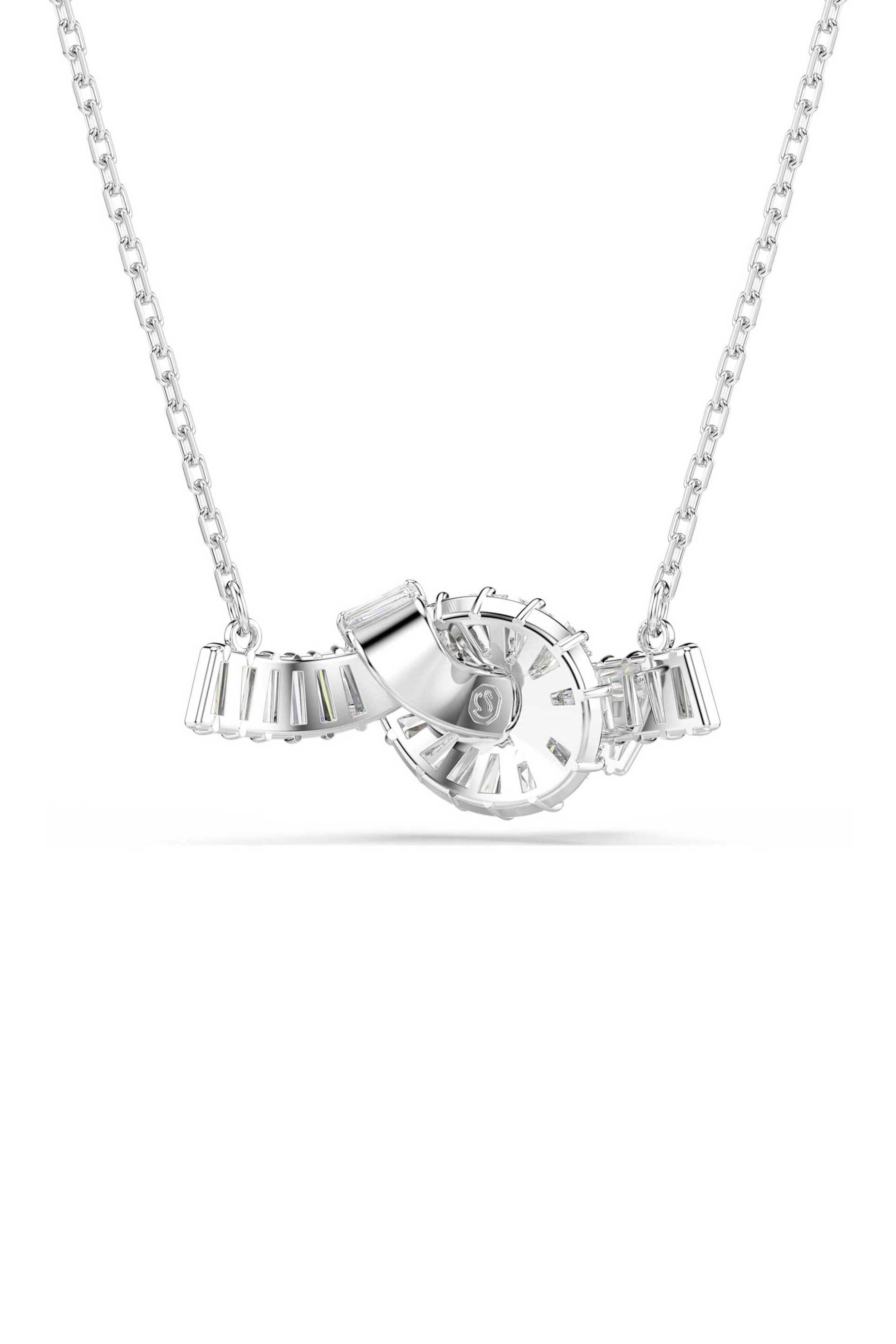 SWAROVSKI Swarovski γυναικείο μενταγιόν κοπή baguette, κόμπος, λευκό, επιμετάλλωση ροδίου "Matrix" - 5728553 - 3