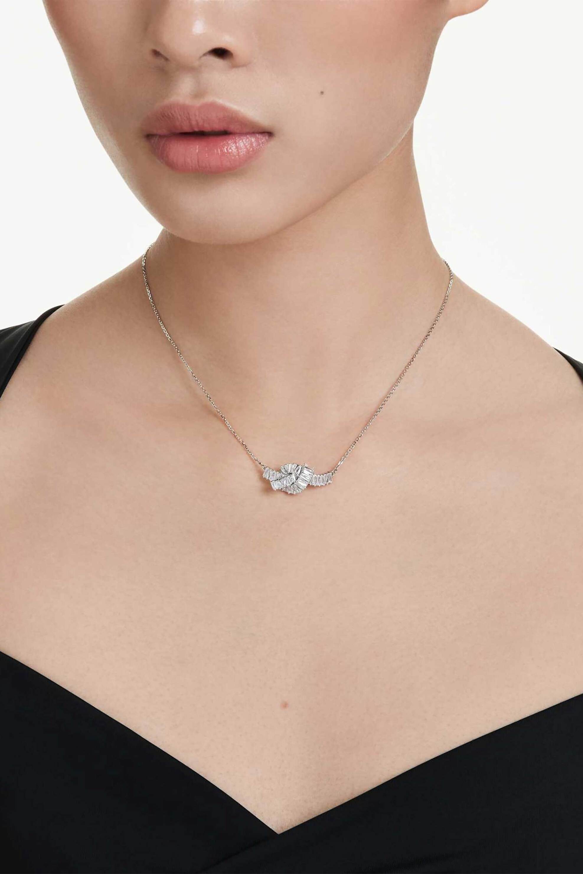 Swarovski Γυναικείο Μενταγιόν Κοπή Baguette Κόμπος Λευκό Επιμετάλλωση Ροδίου Matrix - 5728553
