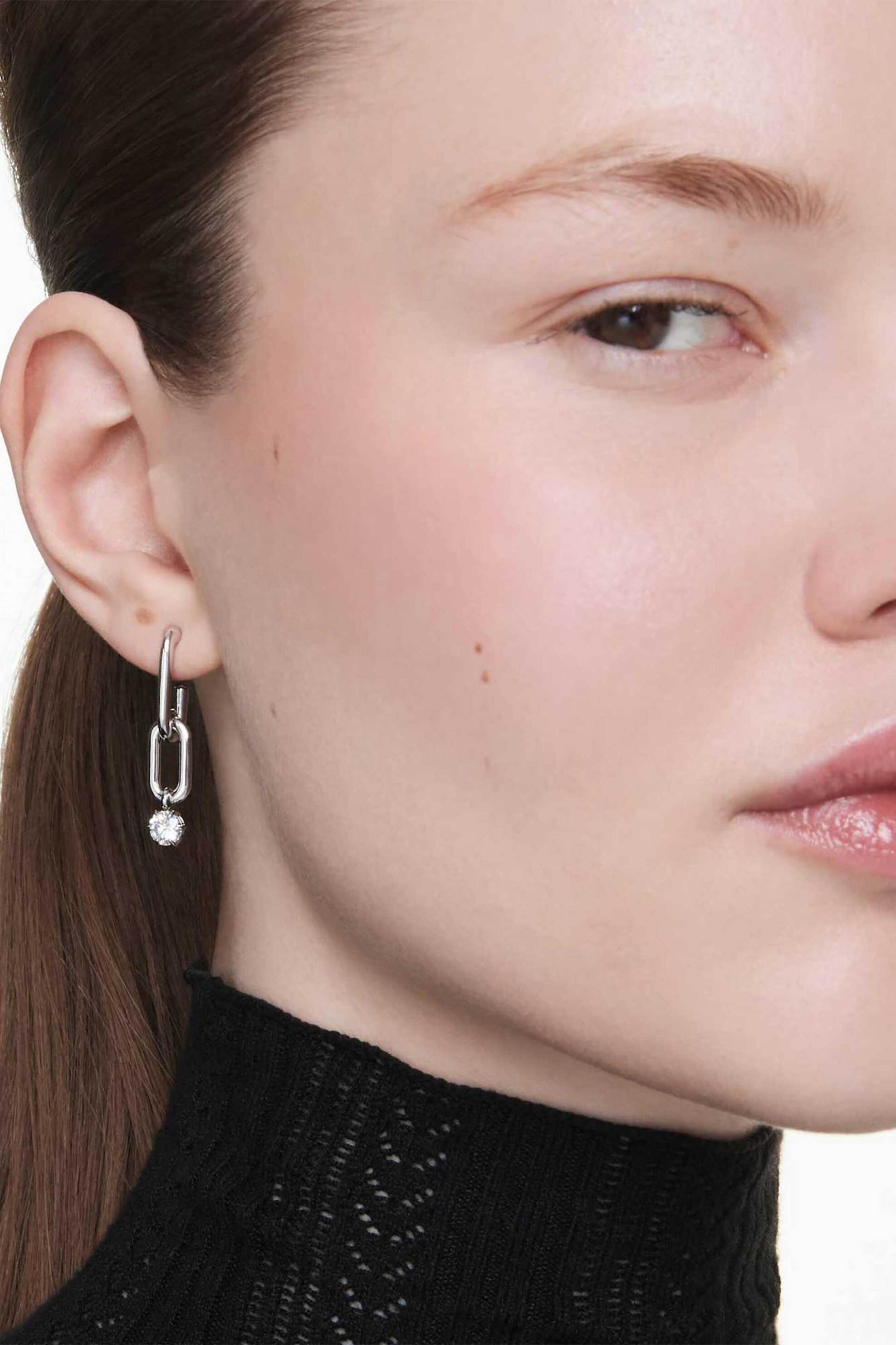 Swarovski Γυναικεία Σκουλαρίκια-Σταγόνα Στρογγυλή Κοπή Λευκά Επιμετάλλωση Ροδίου Constella - 5728584