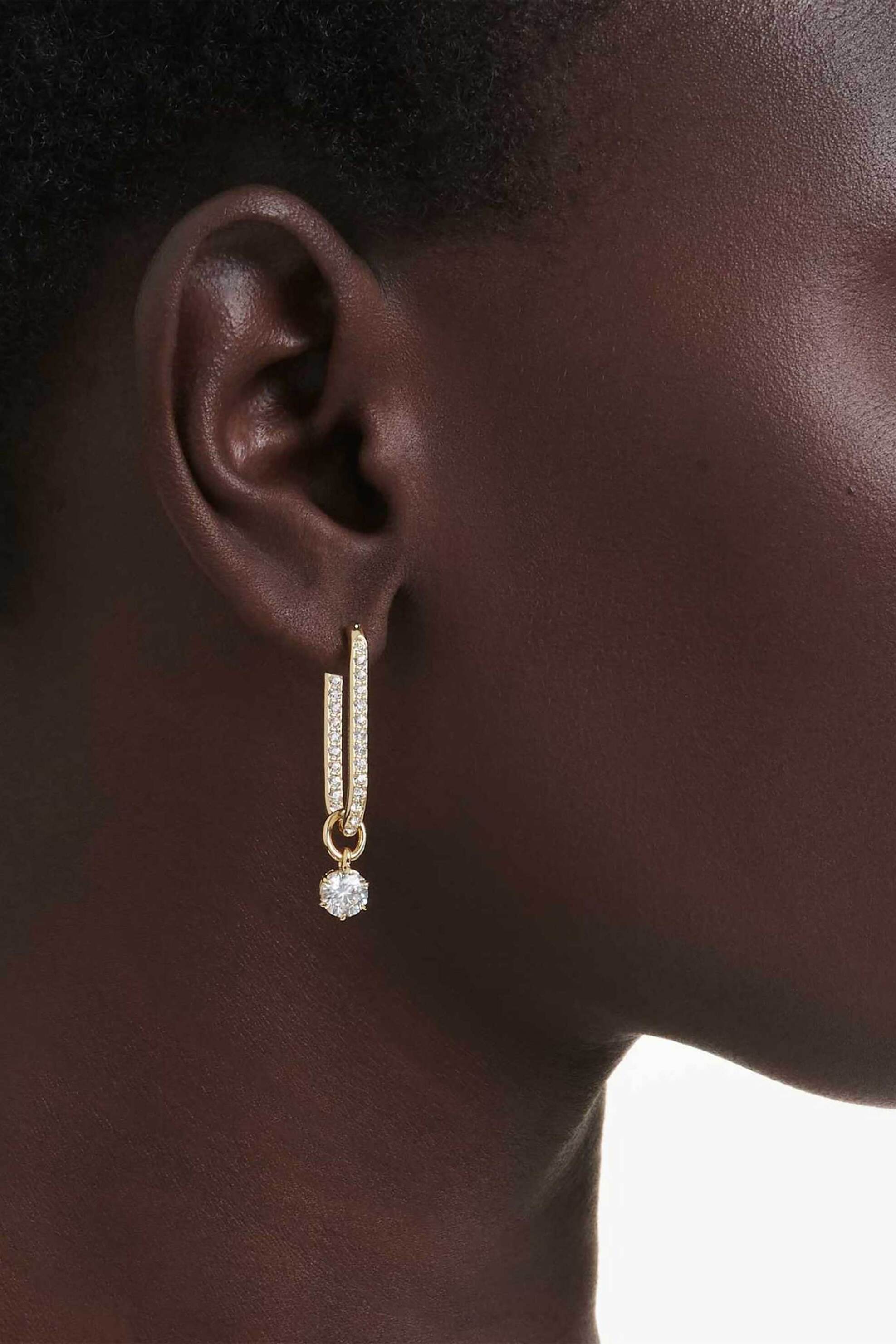 Swarovski Γυναικεία Σκουλαρίκια-Σταγόνα Στρογγυλή Κοπή Λευκά Επιμετάλλωση σε Χρυσαφί Τόνο Constella - 5728587
