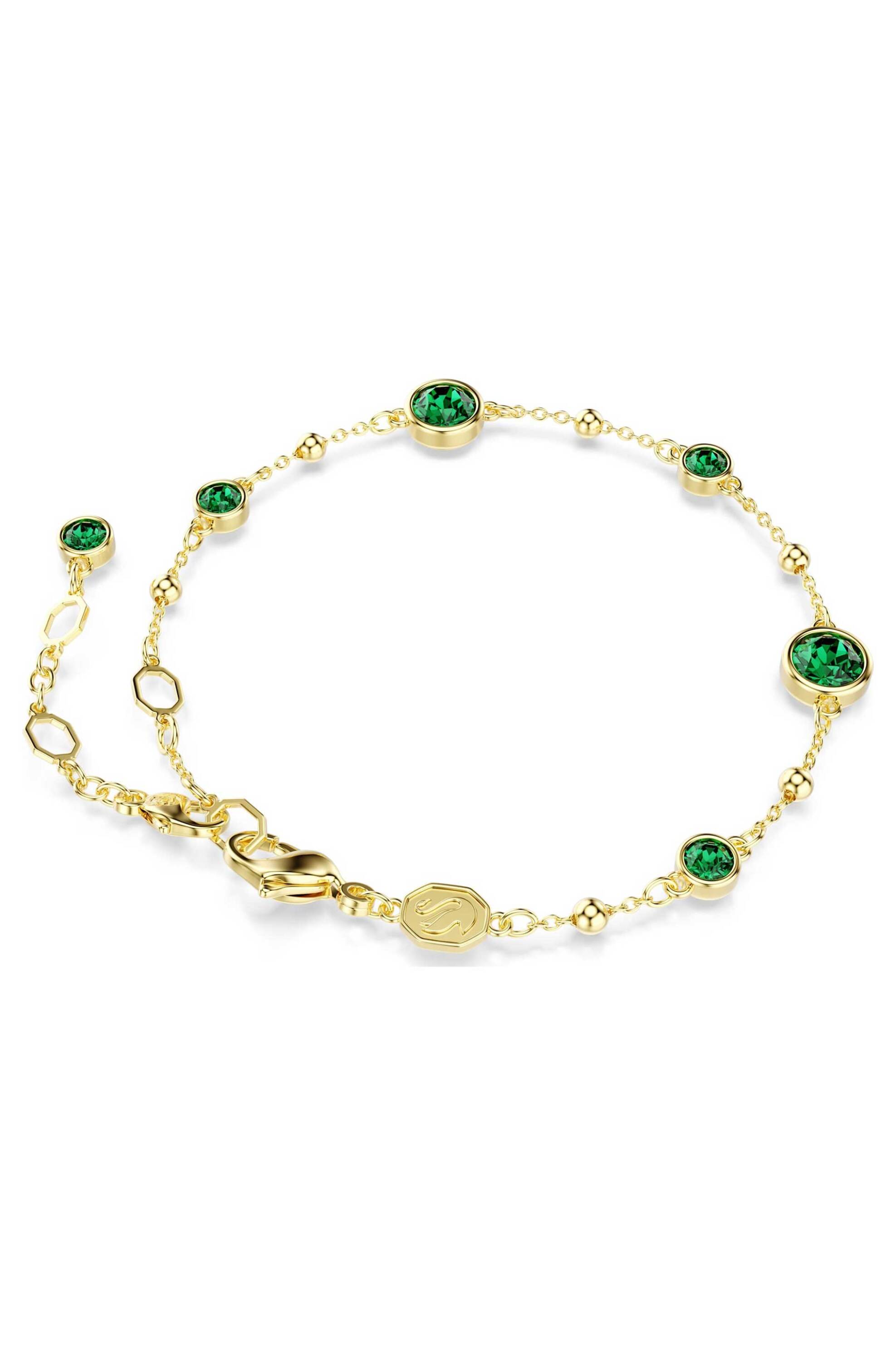 SWAROVSKI Swarovski γυναικείο βραχιόλι στρογγυλή κοπή, πράσινο, επιμετάλλωση σε χρυσαφί τόνο "Imber" - 5730676 - 3