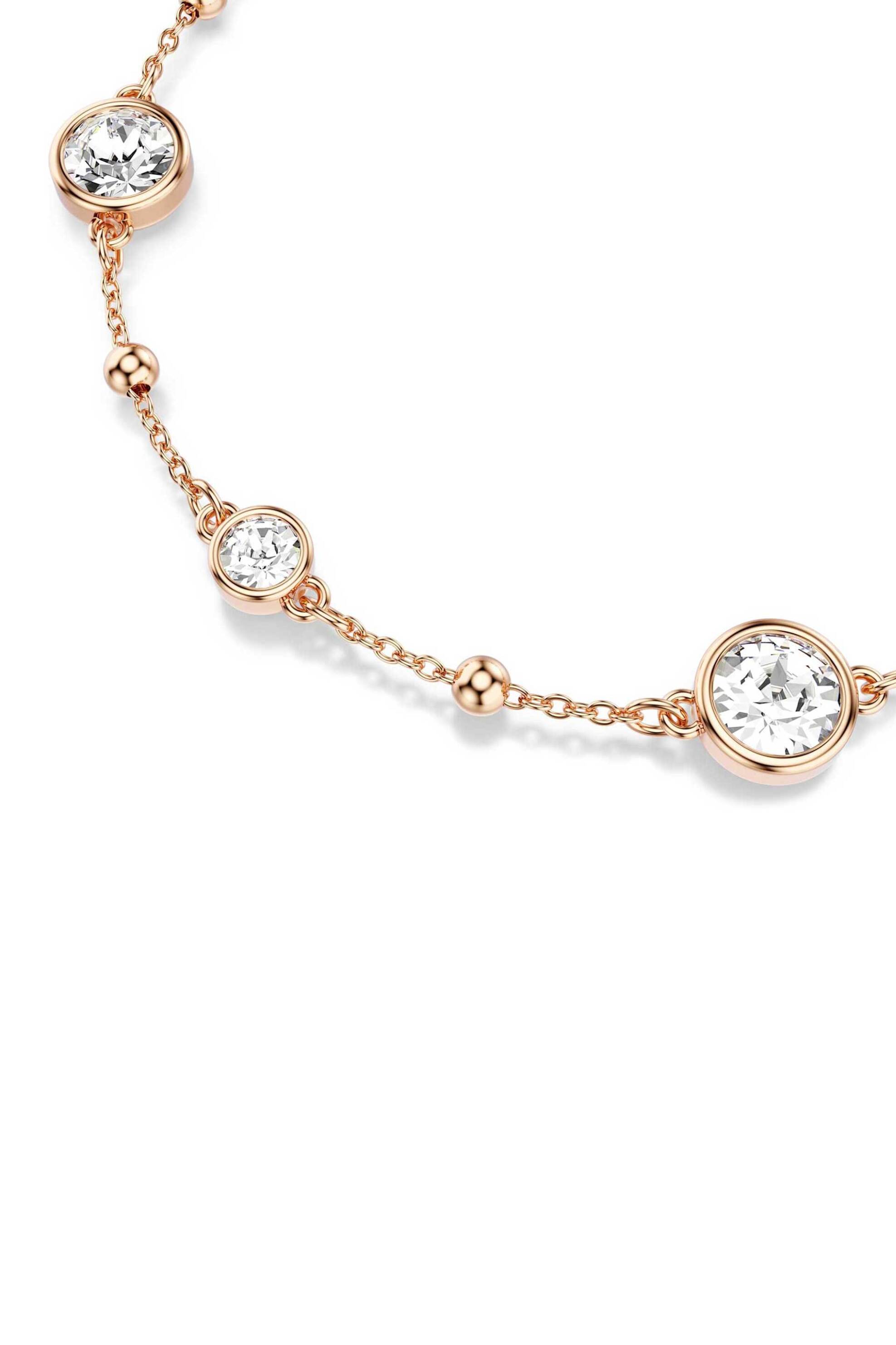 Swarovski γυναικείο βραχιόλι στρογγυλή κοπή, λευκό, επιμετάλλωση σε ροζ χρυσαφί τόνο 