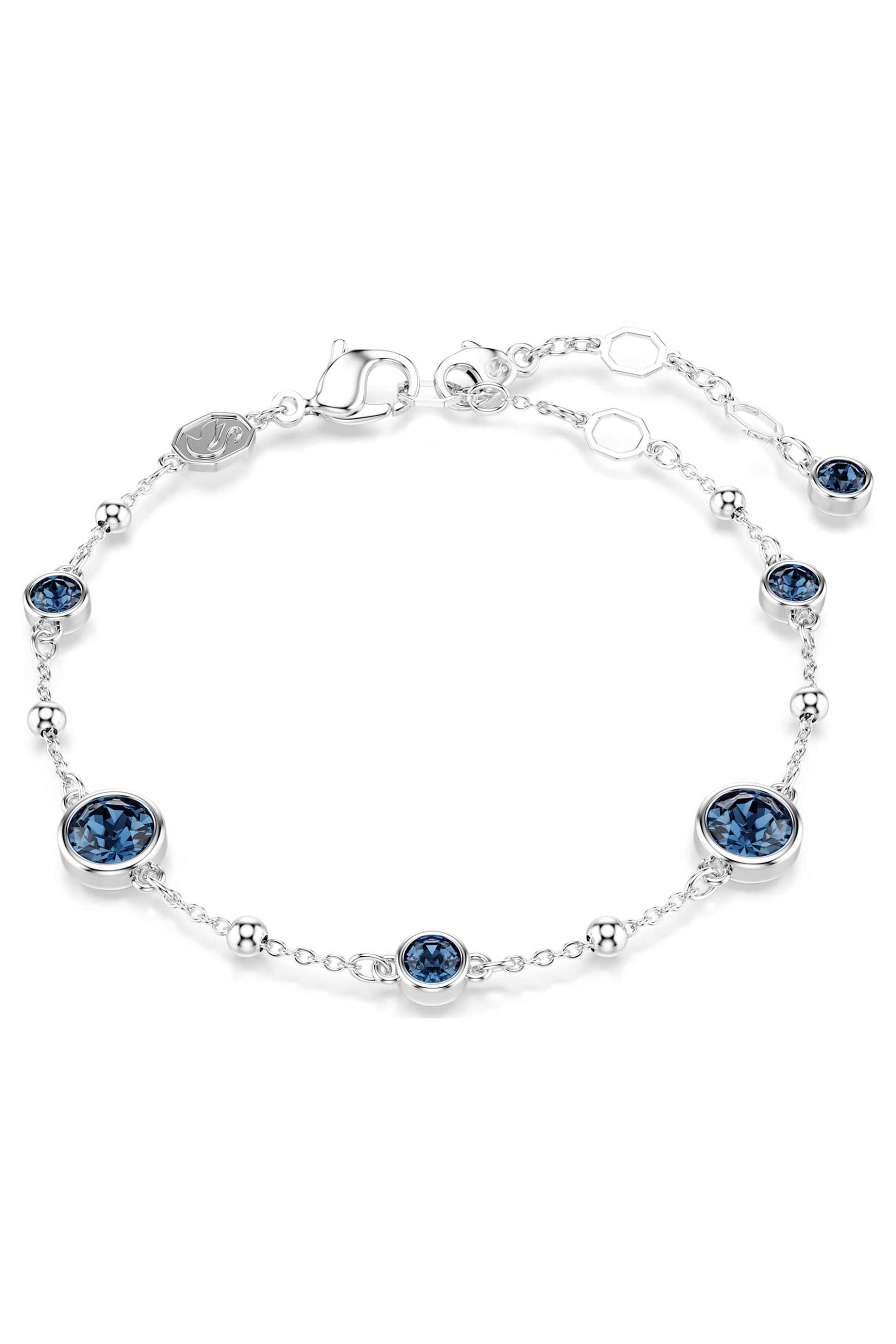 Swarovski γυναικείο βραχιόλι στρογγυλή κοπή, μπλε, επιμετάλλωση ροδίου "Imber" - 5730679