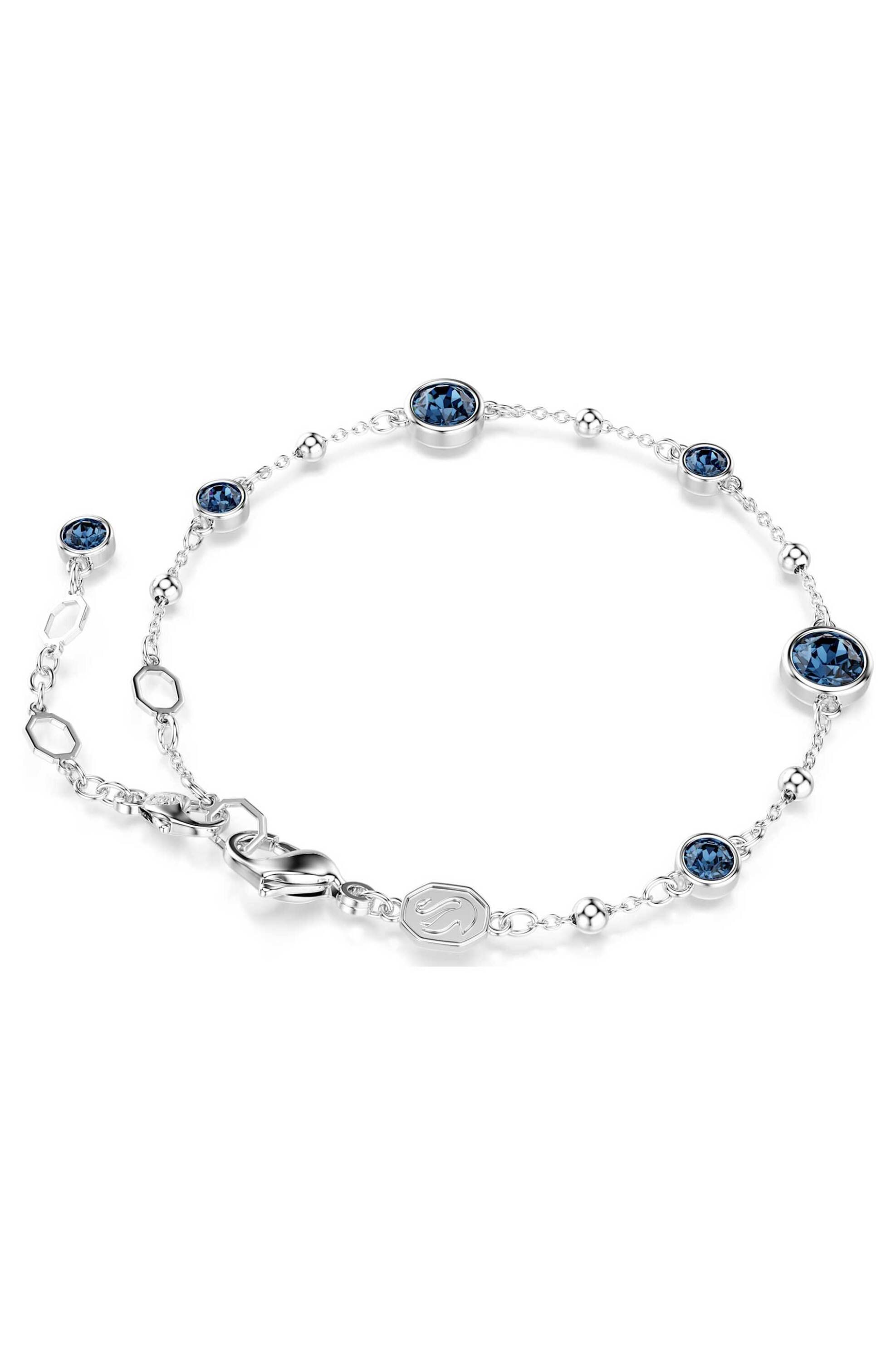 SWAROVSKI Swarovski γυναικείο βραχιόλι στρογγυλή κοπή, μπλε, επιμετάλλωση ροδίου "Imber" - 5730679 - 3