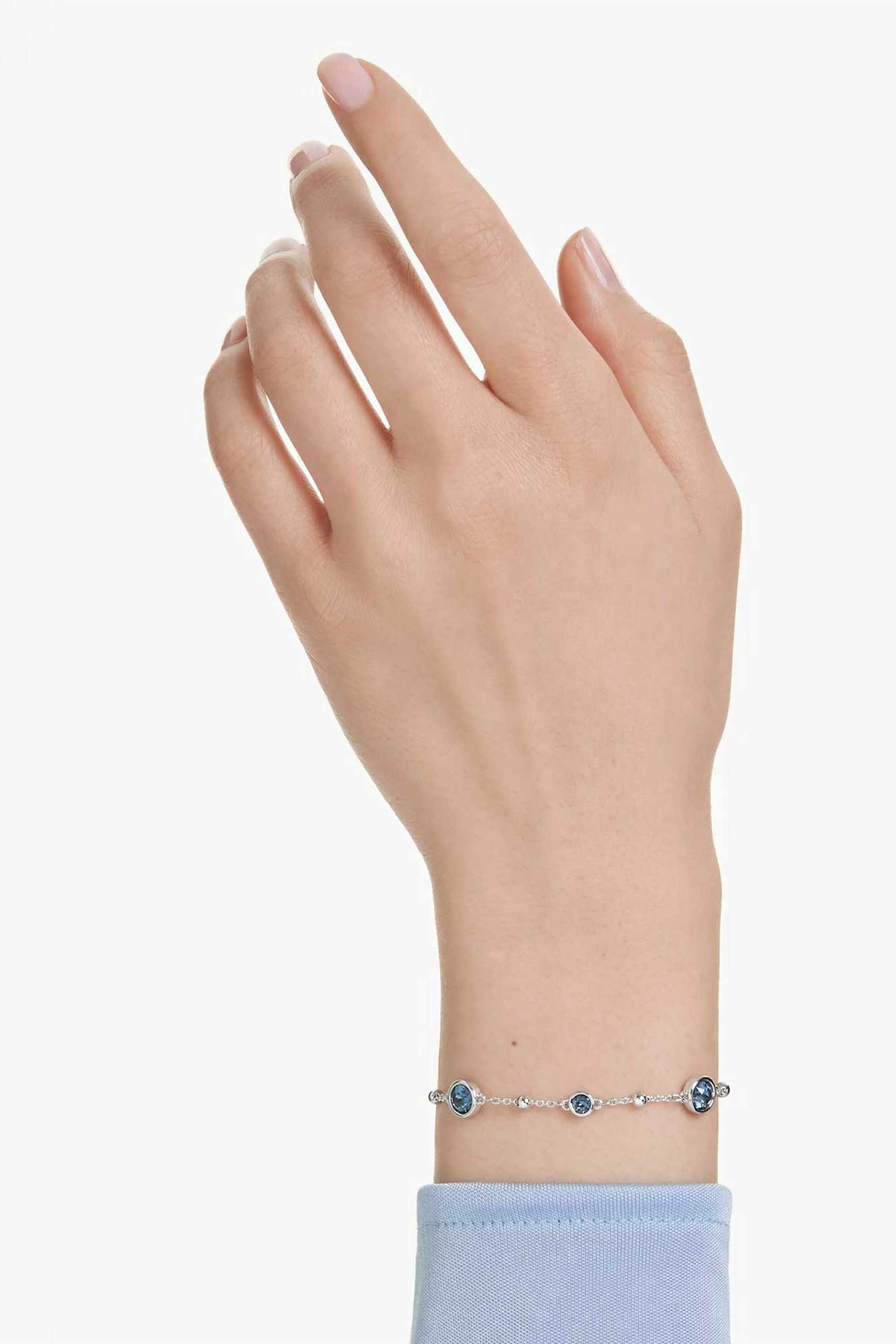 Swarovski Γυναικείο Βραχιόλι Στρογγυλή Κοπή Μπλε Επιμετάλλωση Ροδίου Imber - 5730679