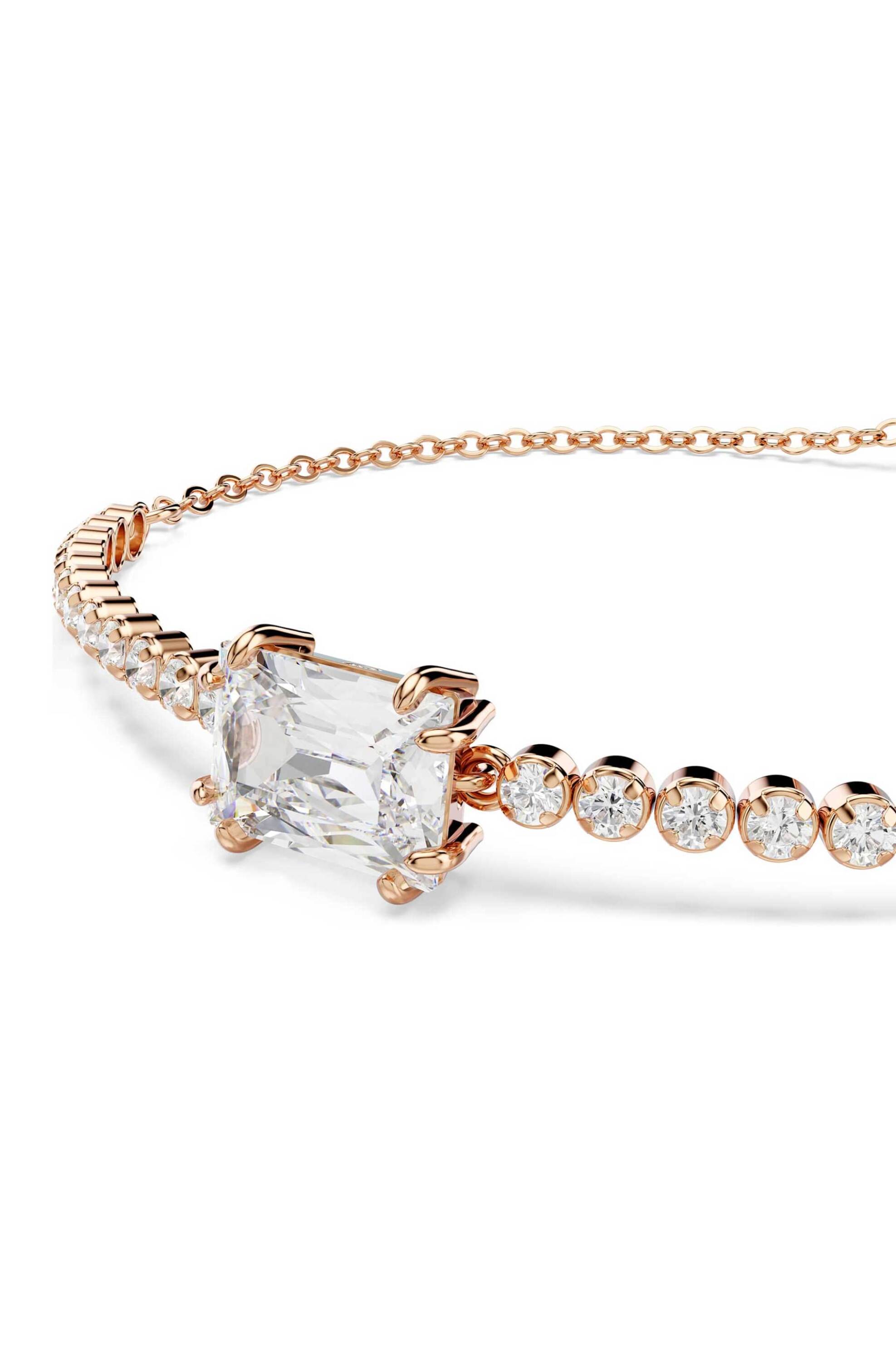 Swarovski γυναικείο βραχιόλι μίξη κοπών, λευκό, επιμετάλλωση σε ροζ χρυσαφί τόνο 