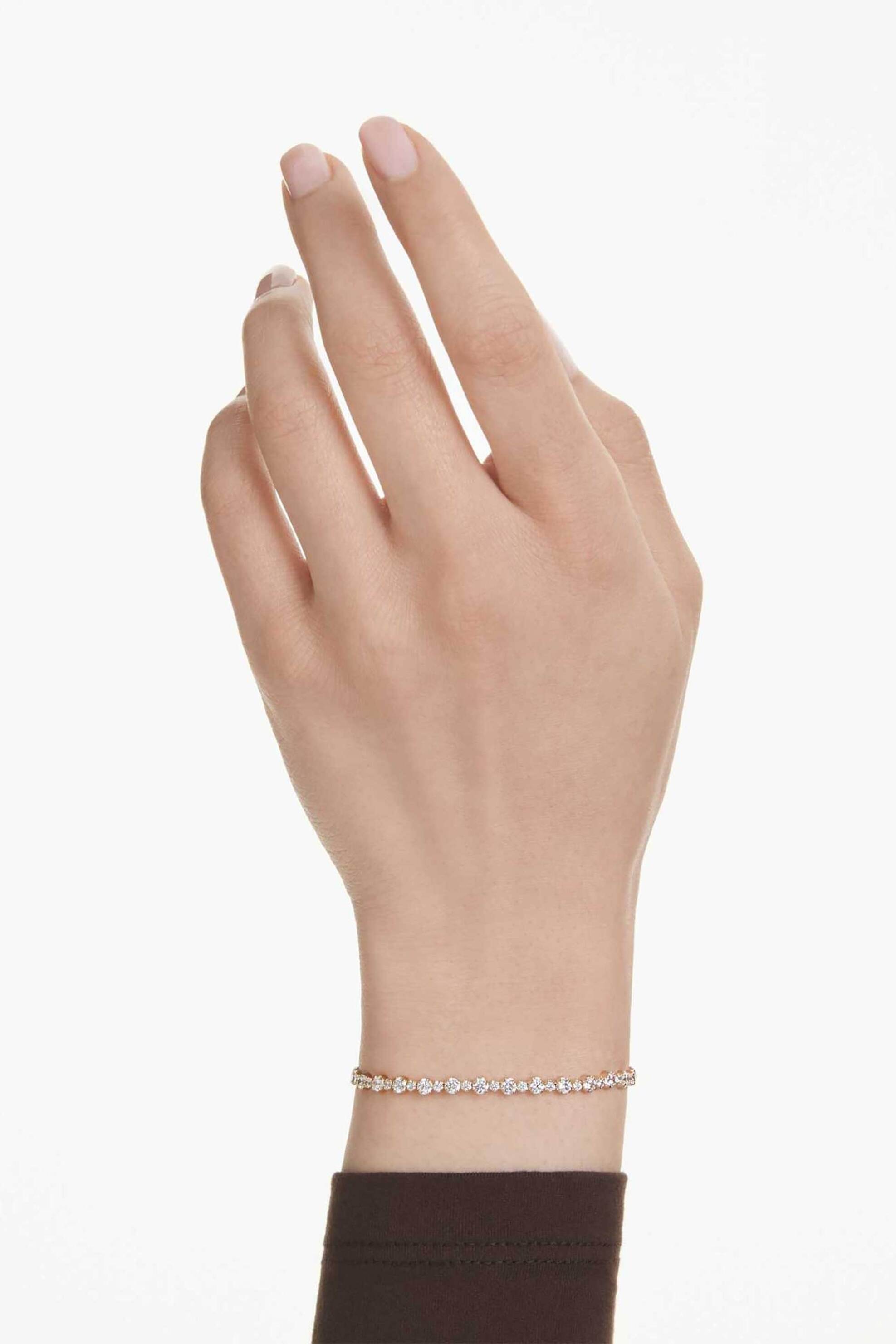 Swarovski Γυναικείο Βραχιόλι Στρογγυλή Κοπή Λευκό Επιμετάλλωση σε Χρυσαφί Τόνο Matrix - 5730709