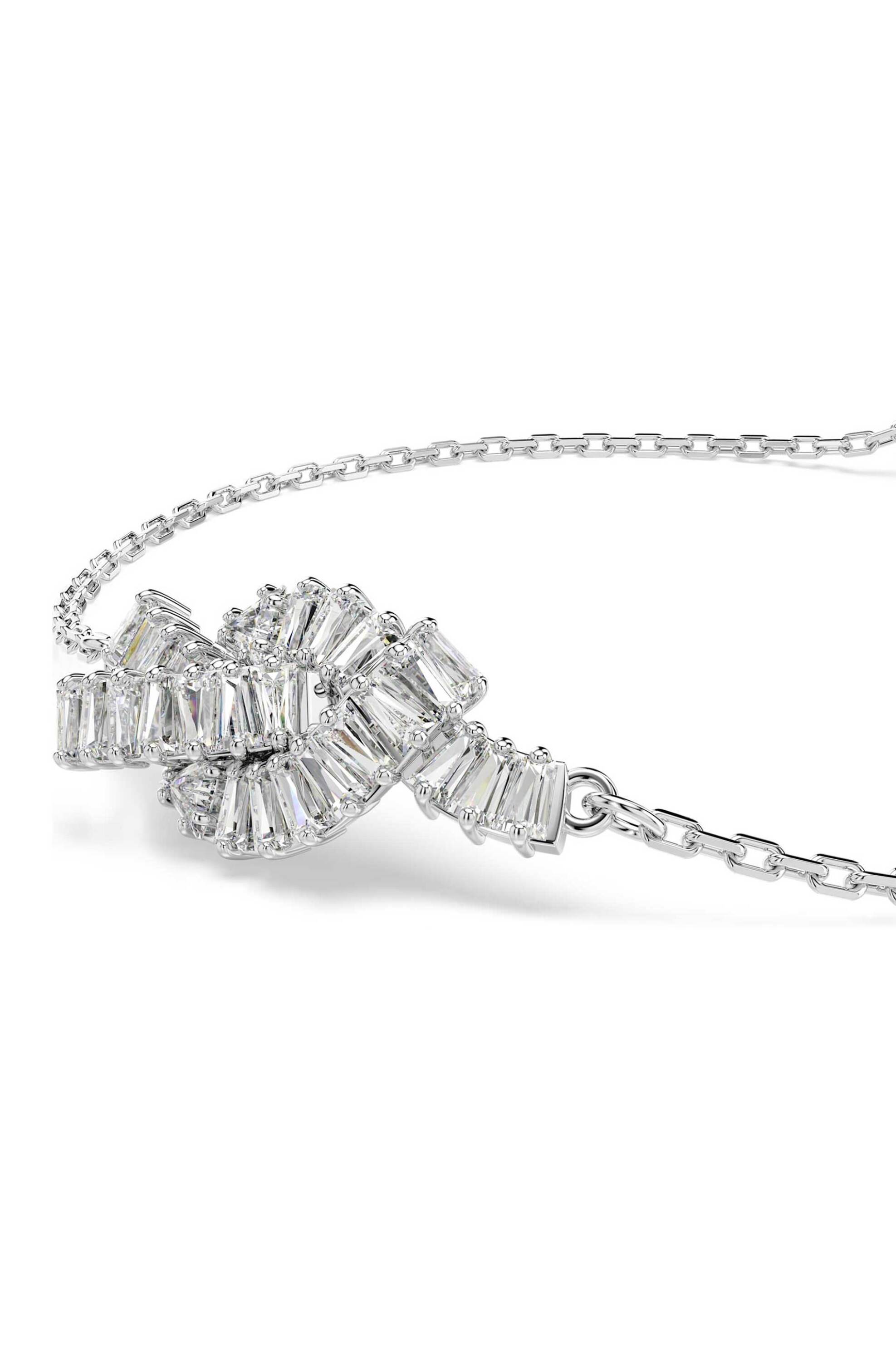 SWAROVSKI Swarovski γυναικείο βραχιόλι κοπή baguette, κόμπος, λευκό, επιμετάλλωση ροδίου "Matrix" - 5731101 - 2