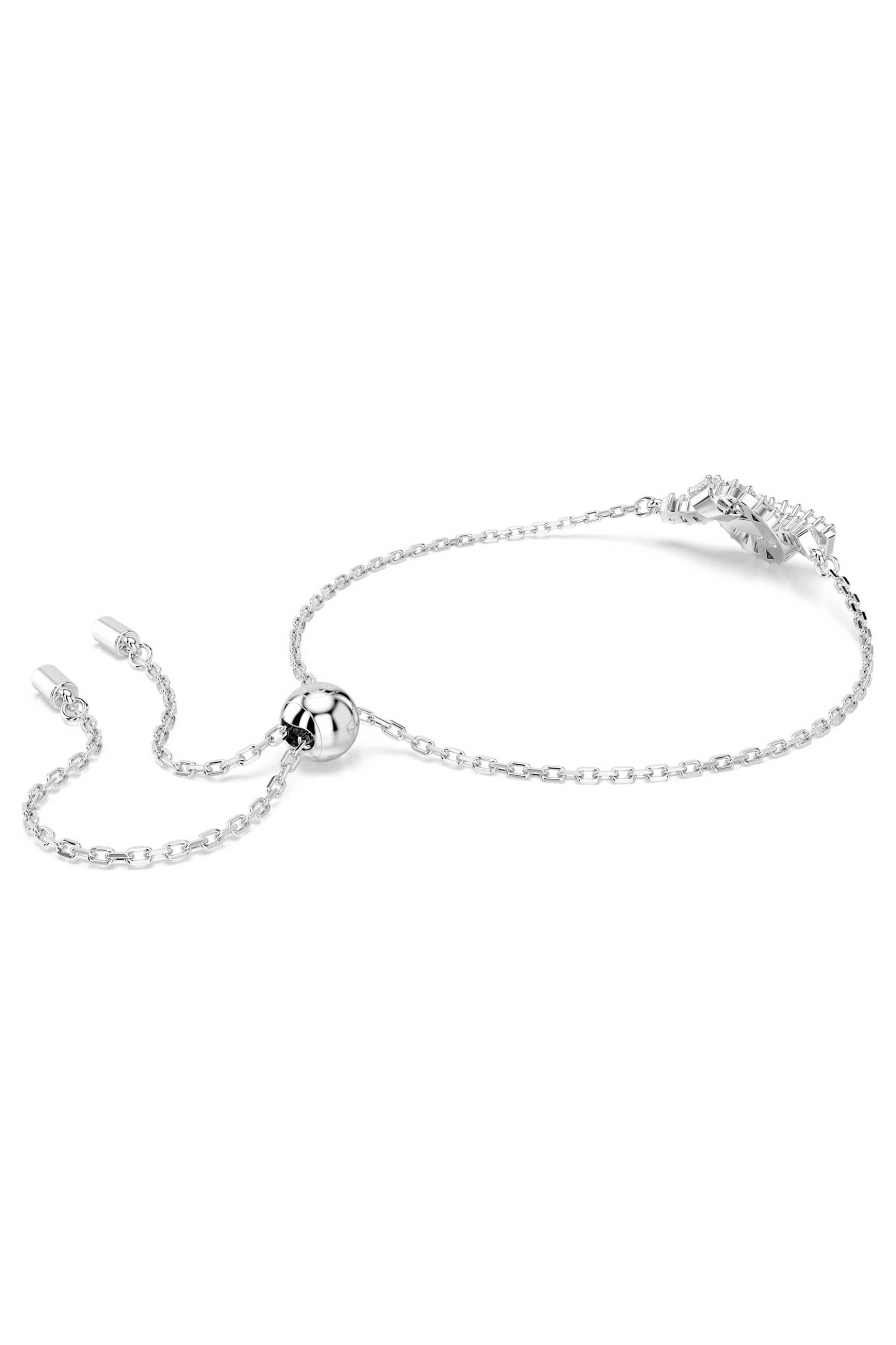 SWAROVSKI Swarovski γυναικείο βραχιόλι κοπή baguette, κόμπος, λευκό, επιμετάλλωση ροδίου "Matrix" - 5731101 - 3