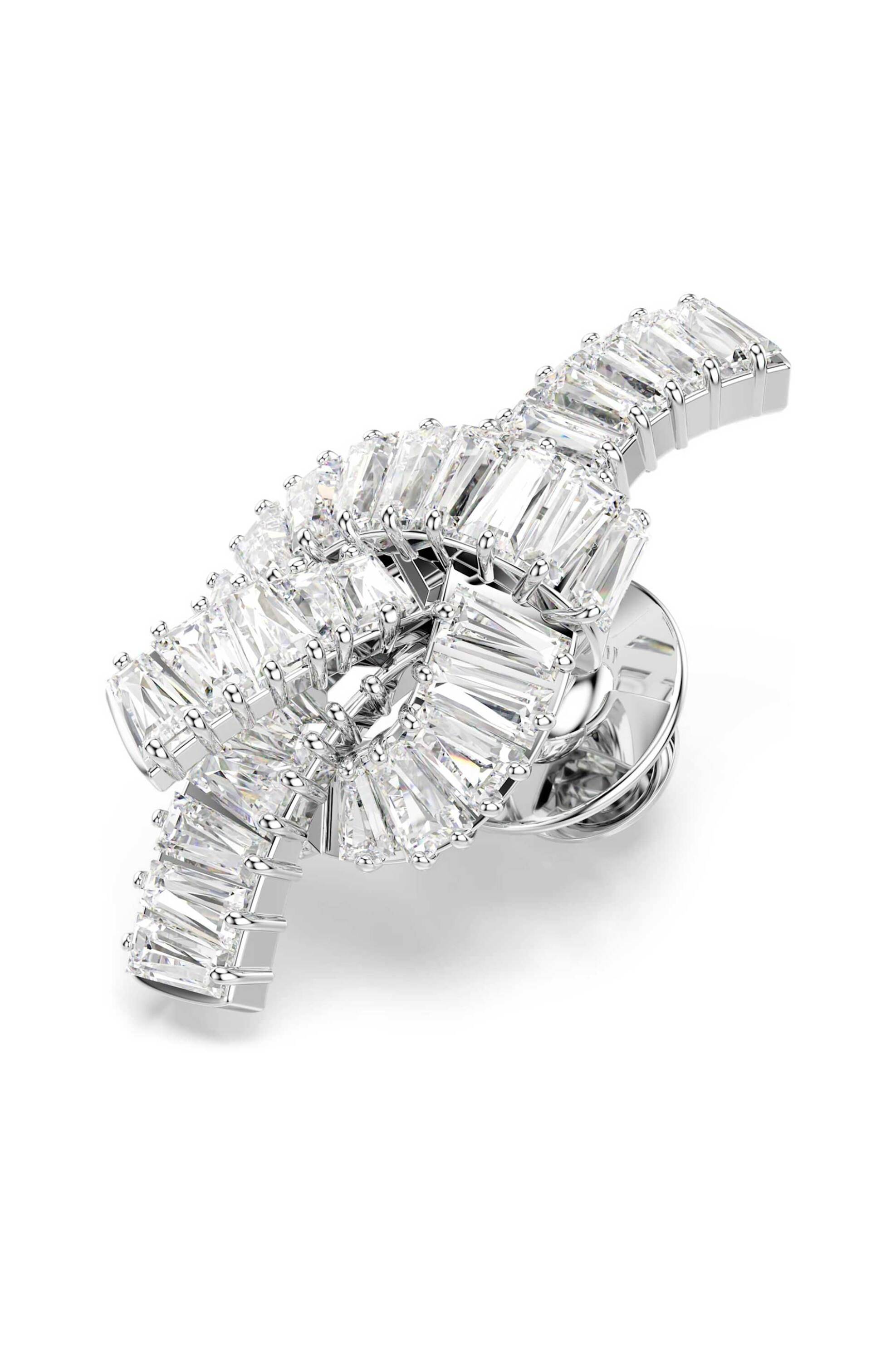 SWAROVSKI Swarovski unisex καρφίτσα πέτου κοπή baguette, κόμπος, λευκή, επιμετάλλωση ροδίου "Matrix" - 5731102 - 2