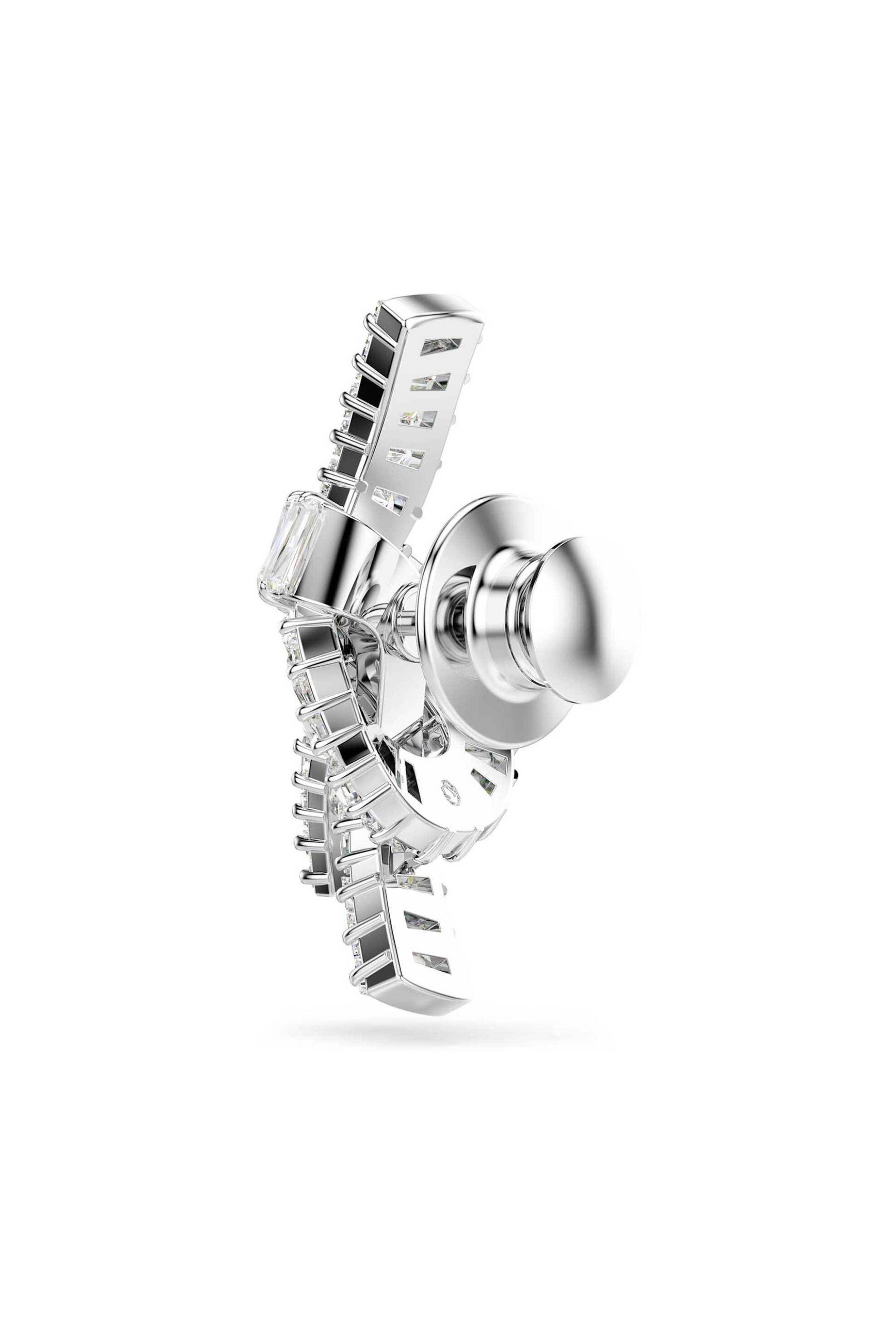SWAROVSKI Swarovski unisex καρφίτσα πέτου κοπή baguette, κόμπος, λευκή, επιμετάλλωση ροδίου "Matrix" - 5731102 - 3