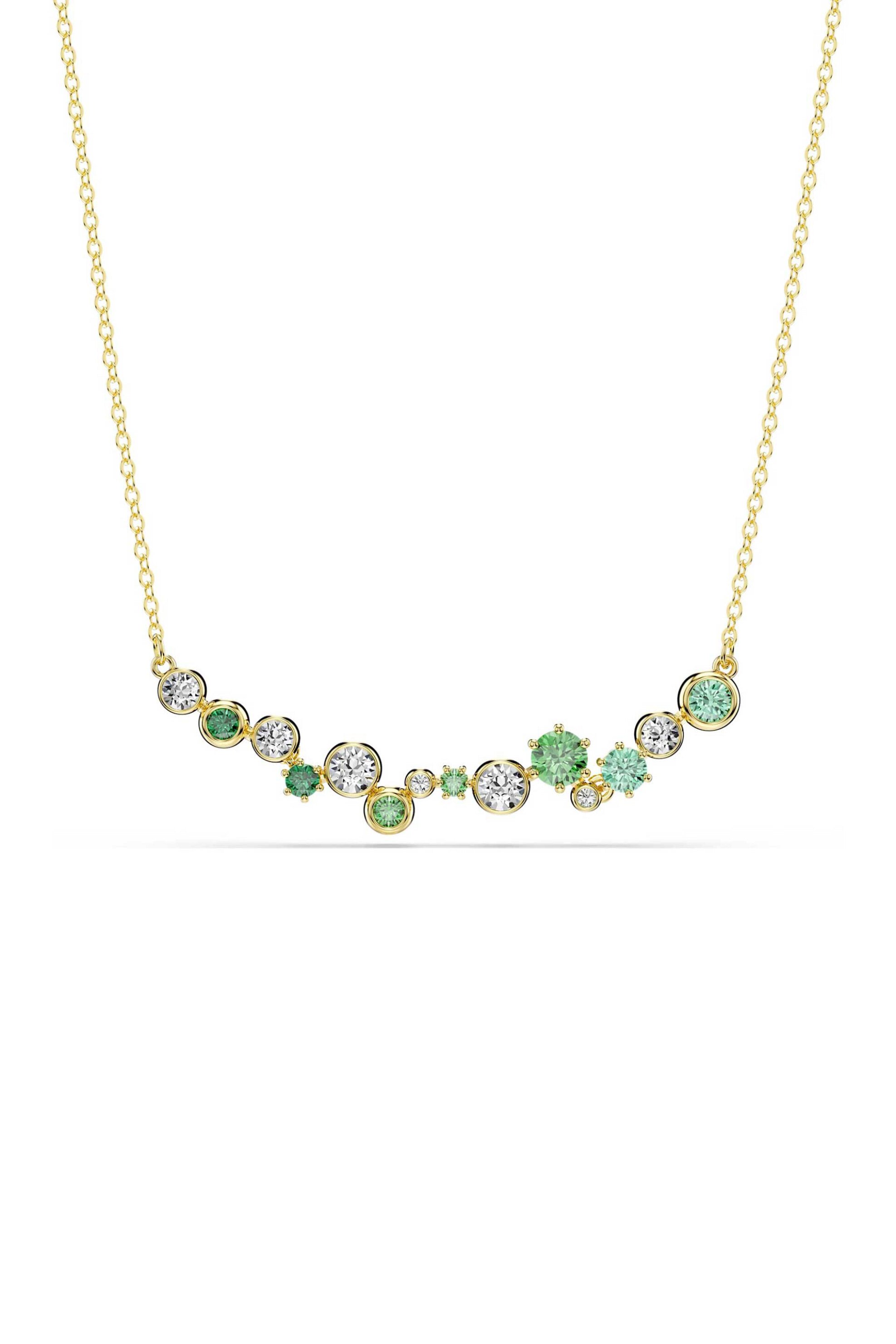 Swarovski γυναικείο κολιέ μίξη κοπών, πράσινο, επιμετάλλωση σε χρυσαφί τόνο "Constella" - 5732247