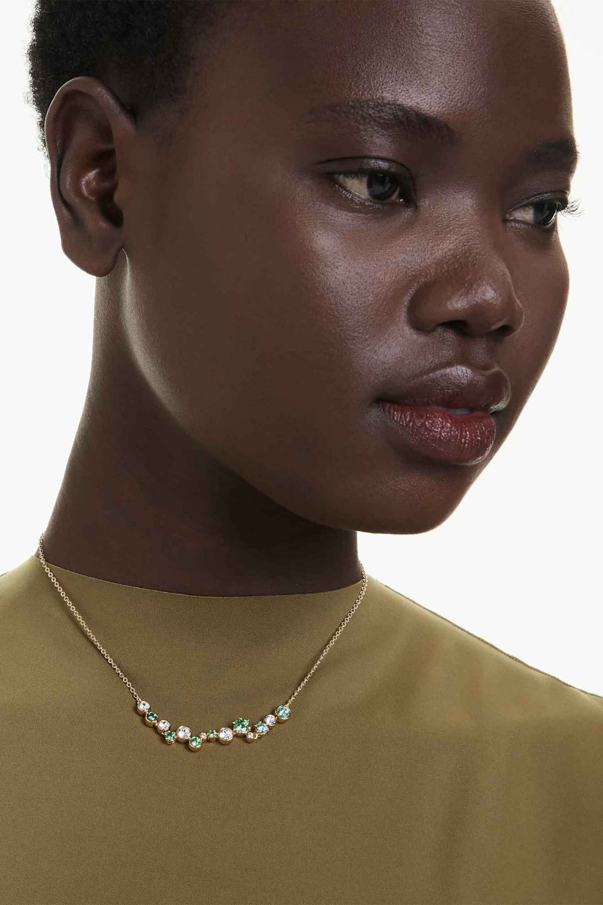 Swarovski Γυναικείο Κολιέ Μίξη Κοπών Πράσινο Επιμετάλλωση σε Χρυσαφί Τόνο Constella - 5732247