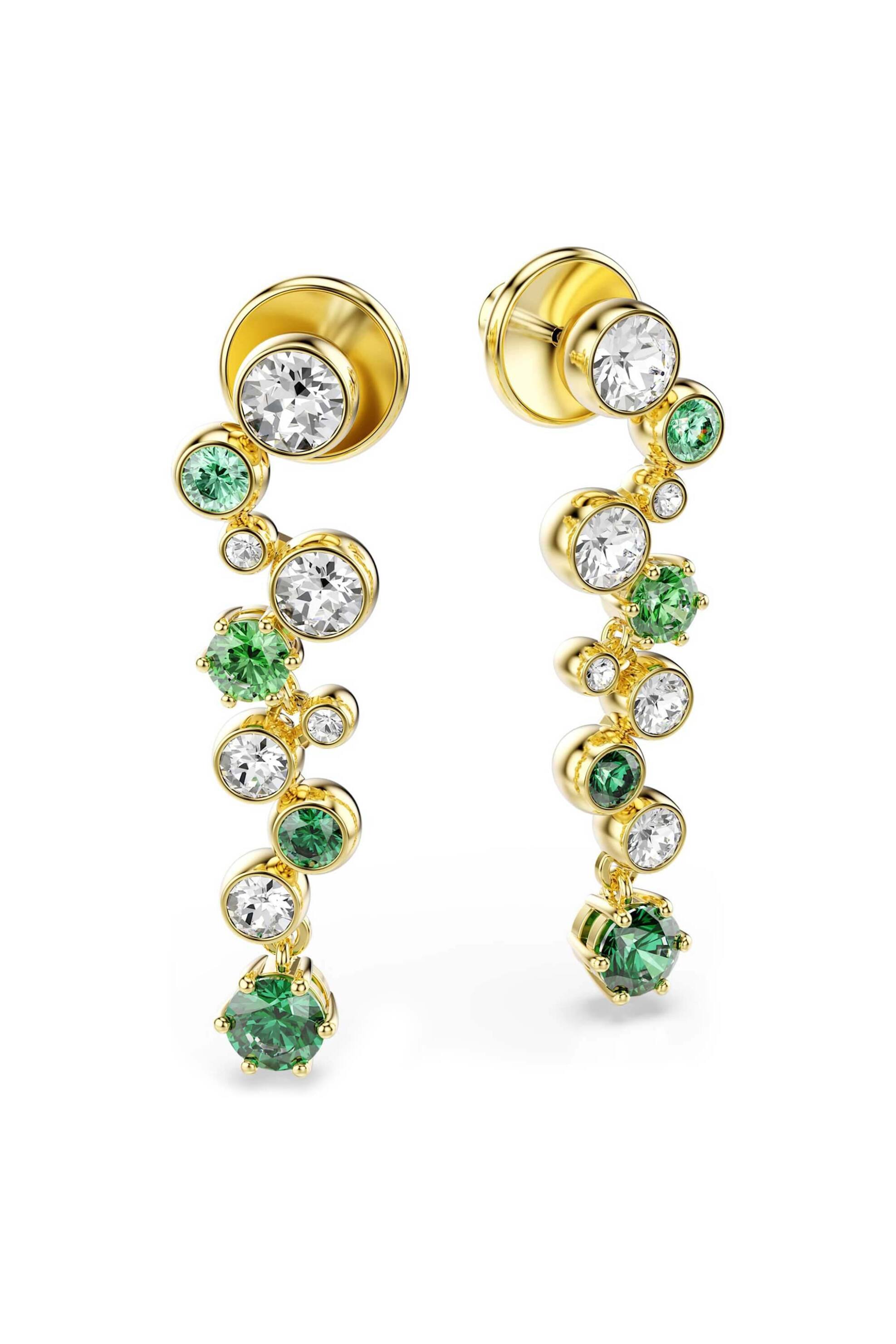 SWAROVSKI Swarovski γυναικεία σκουλαρίκια-σταγόνα μίξη κοπών, πράσινα, επιμετάλλωση σε χρυσαφί τόνο "Constella" - 5732248 - 2