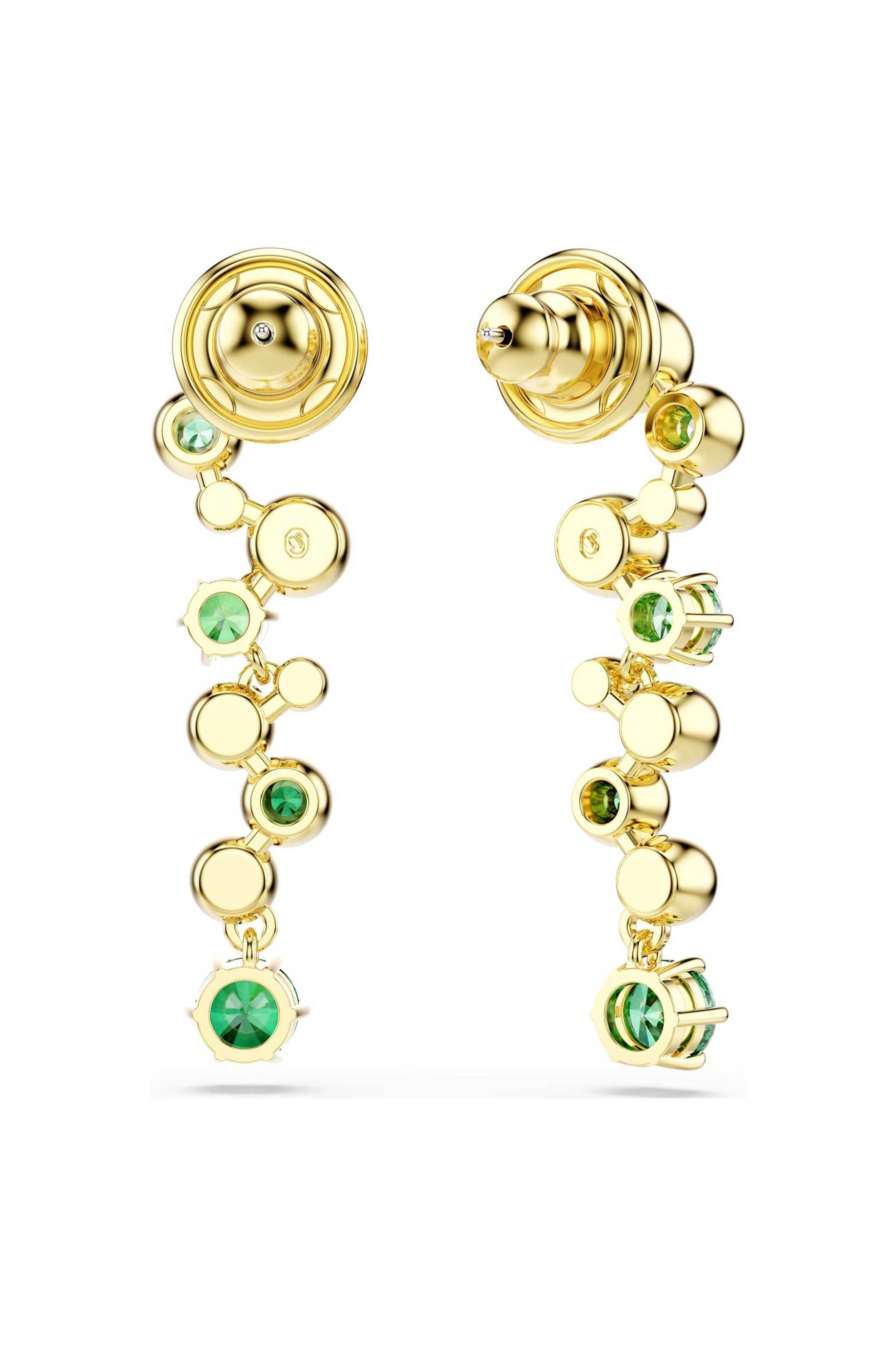 SWAROVSKI Swarovski γυναικεία σκουλαρίκια-σταγόνα μίξη κοπών, πράσινα, επιμετάλλωση σε χρυσαφί τόνο "Constella" - 5732248 - 3