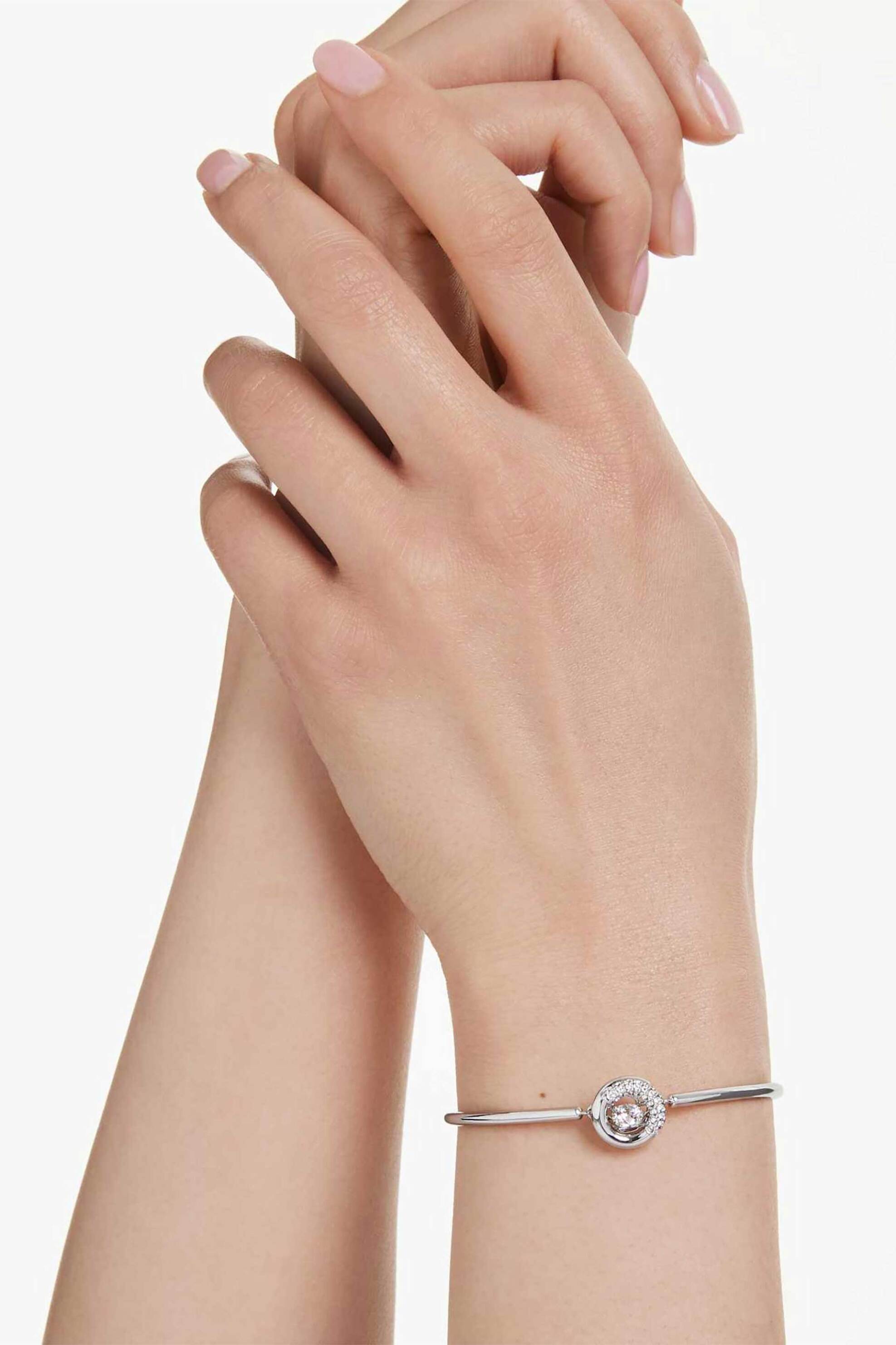 Swarovski Γυναικείο Άκαμπτο Βραχιόλι Στρογγυλή Κοπή Λευκό Επιμετάλλωση Ροδίου Dextera - 5733399
