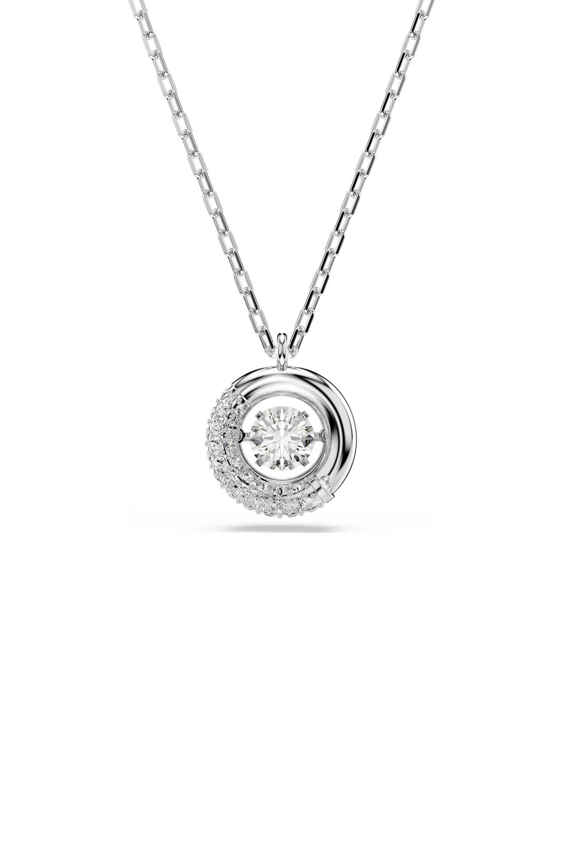 Swarovski γυναικείο μενταγιόν στρογγυλή κοπή, λευκό, επιμετάλλωση ροδίου "Dextera" - 5733400