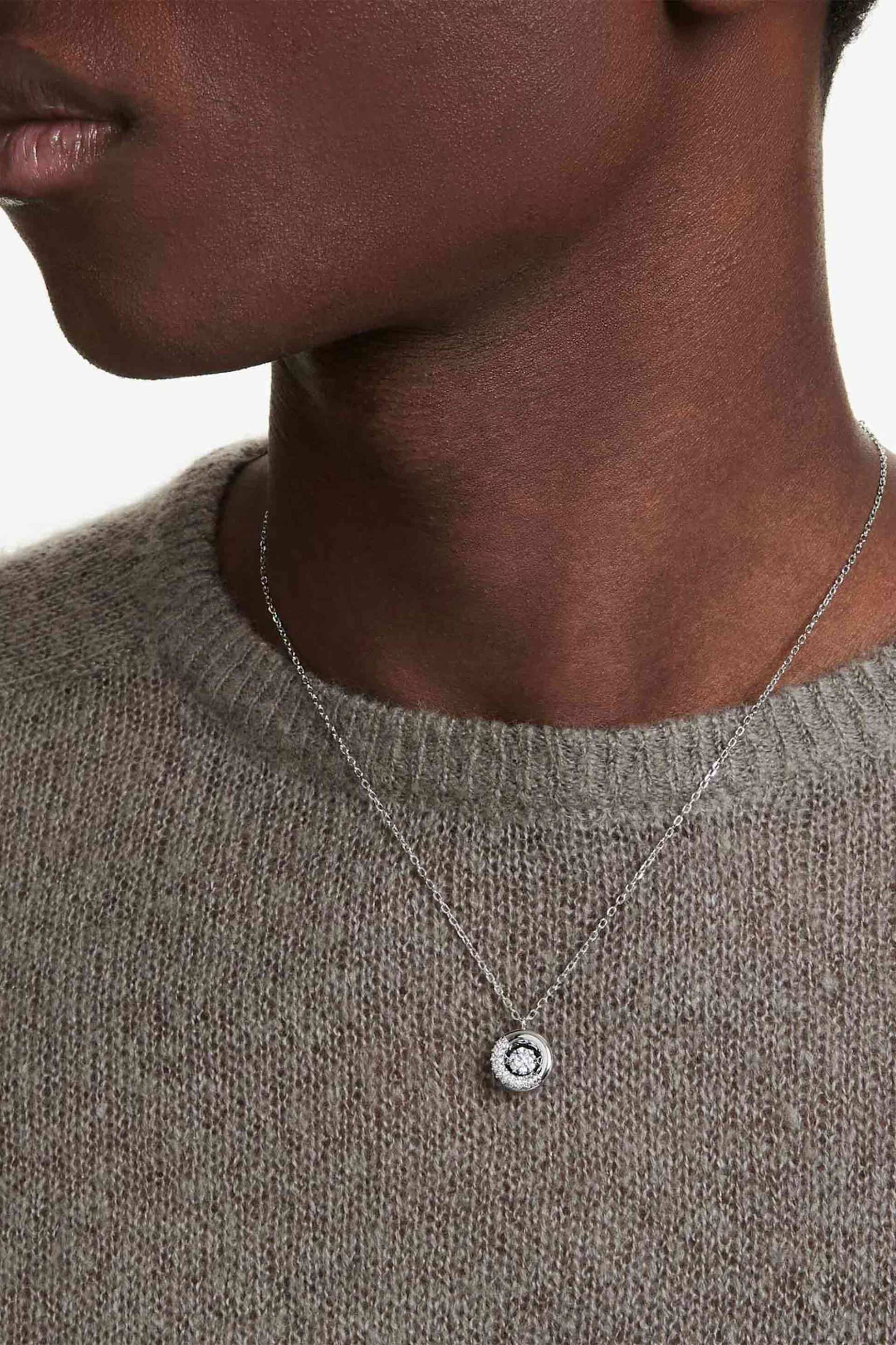 Swarovski Γυναικείο Μενταγιόν Στρογγυλή Κοπή Λευκό Επιμετάλλωση Ροδίου Dextera - 5733400