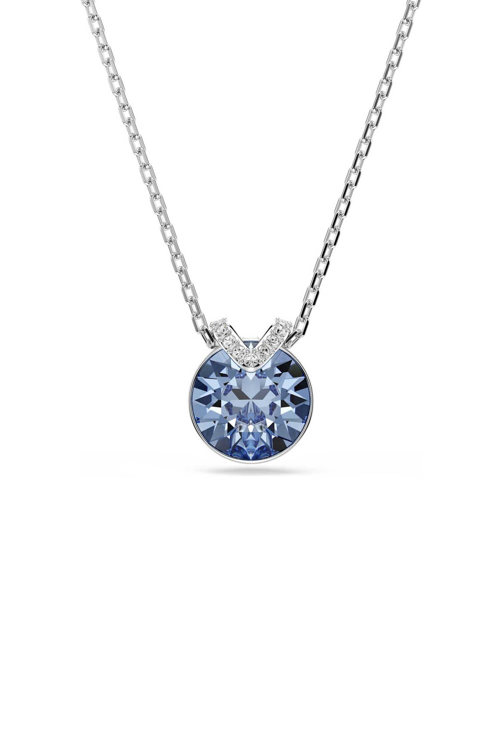 Swarovski γυναικείο μενταγιόν στρογγυλή κοπή, μπλε, επιμετάλλωση ροδίου "Bella V" - 5734232