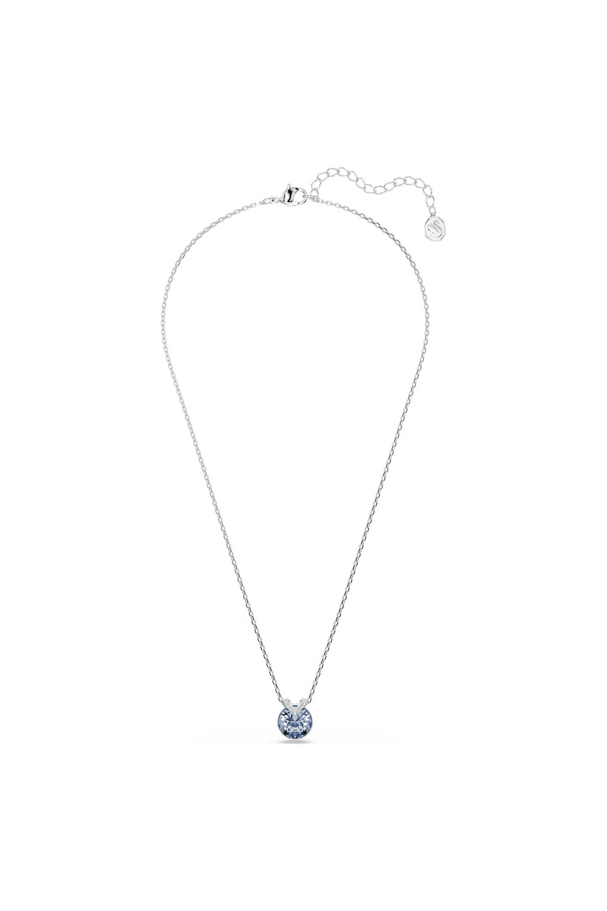 Swarovski γυναικείο μενταγιόν στρογγυλή κοπή, μπλε, επιμετάλλωση ροδίου 