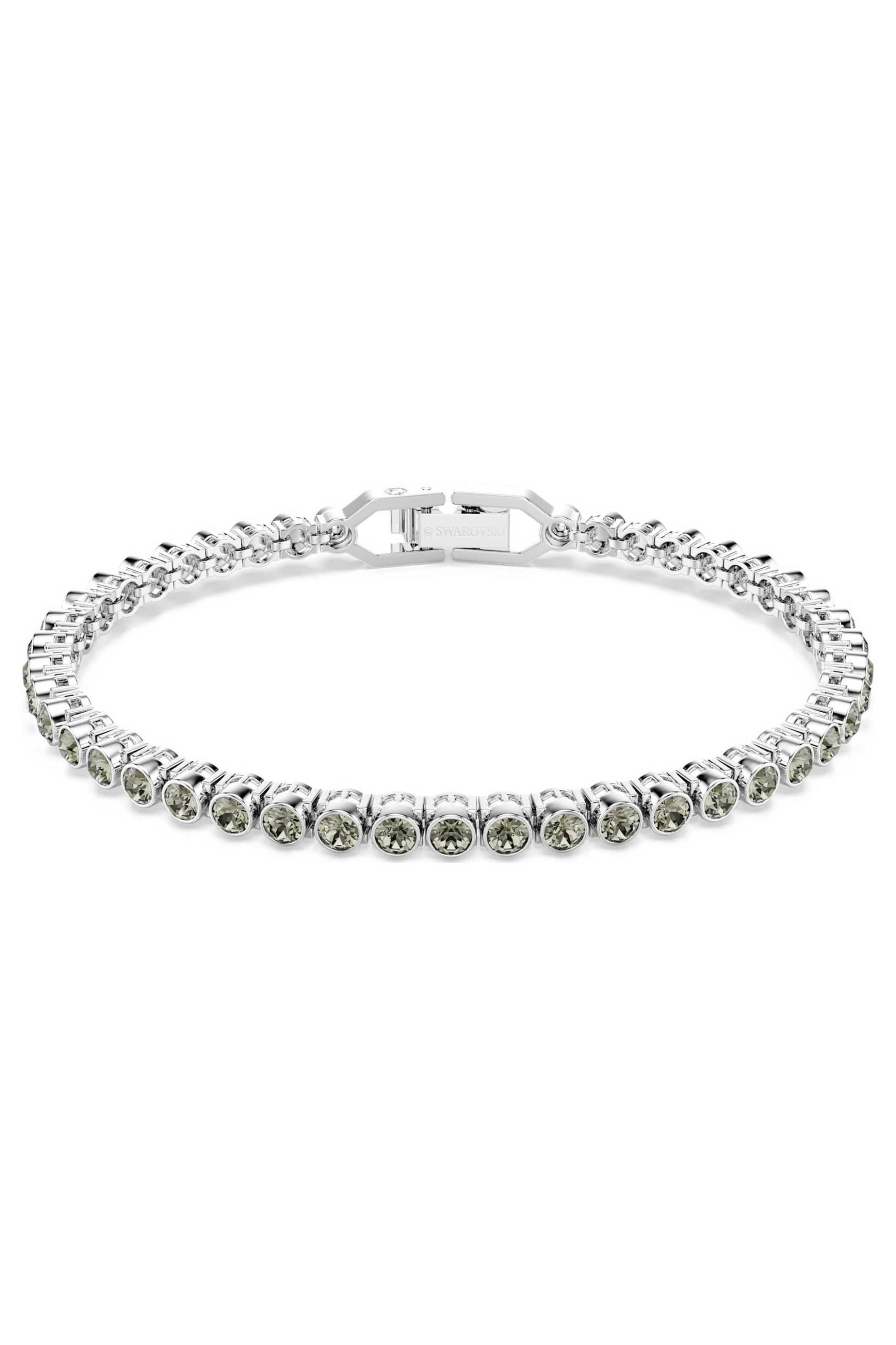 Swarovski γυναικείο βραχιόλι στρογγυλή κοπή, μαύρο, επιμετάλλωση ροδίου "Tennis Imber Emily" - 5734238