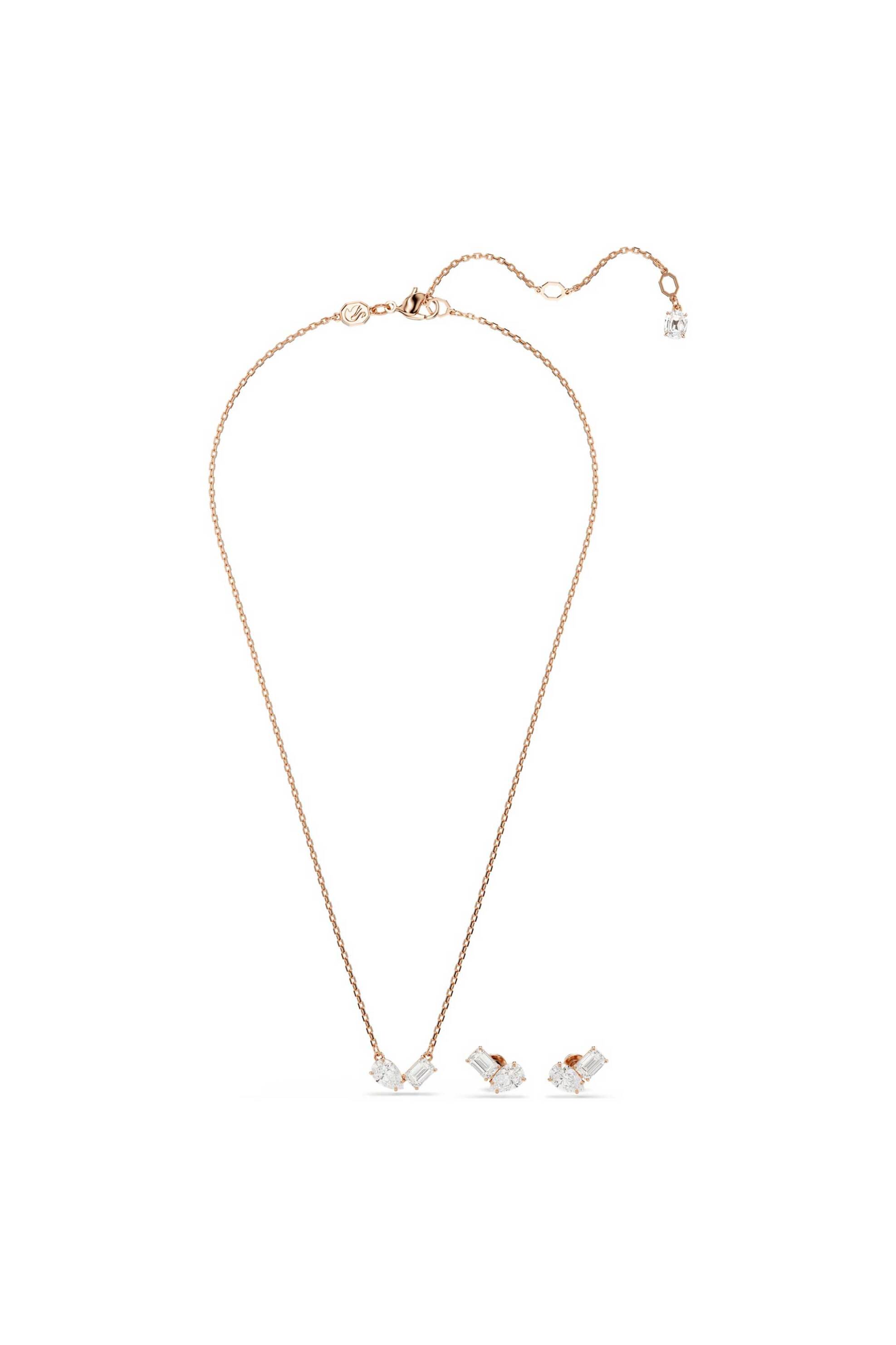 SWAROVSKI Swarovski γυναικείο σετ κοπή pear, οκταγωνική κοπή, λευκό, επιμετάλλωση σε ροζ χρυσαφί τόνο "Mesmera" - 5734246 - 2