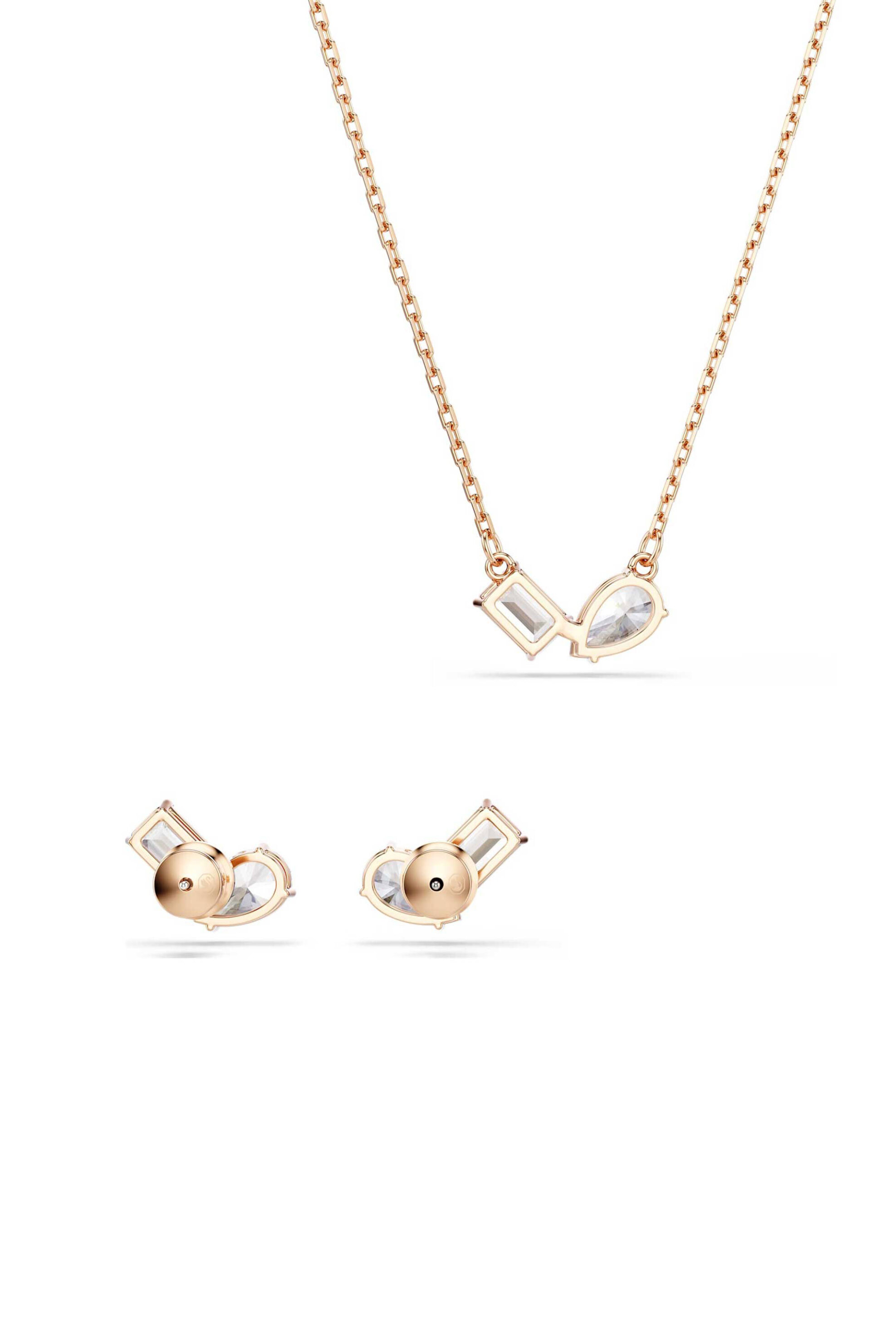 Swarovski Γυναικείο Σετ Κοπή Pear Οκταγωνική Λευκό Επιμετάλλωση σε Ροζ Χρυσαφί Τόνο Mesmera - 5734246