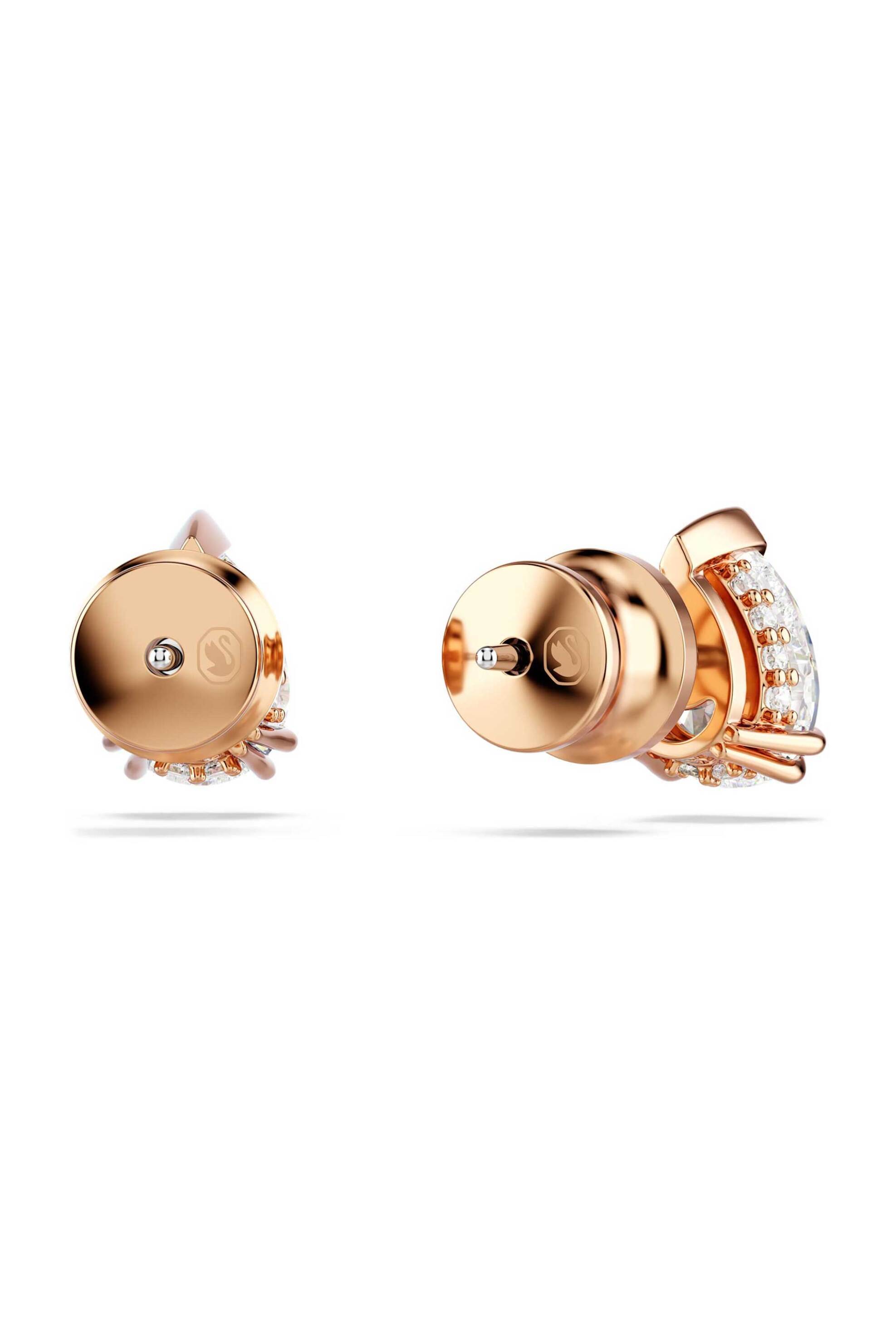 Swarovski Γυναικεία Σκουλαρίκια με Καραφάκι Κοπή Pear Λευκά Επιμετάλλωση σε Ροζ Χρυσαφί Τόνο Stilla - 5734248