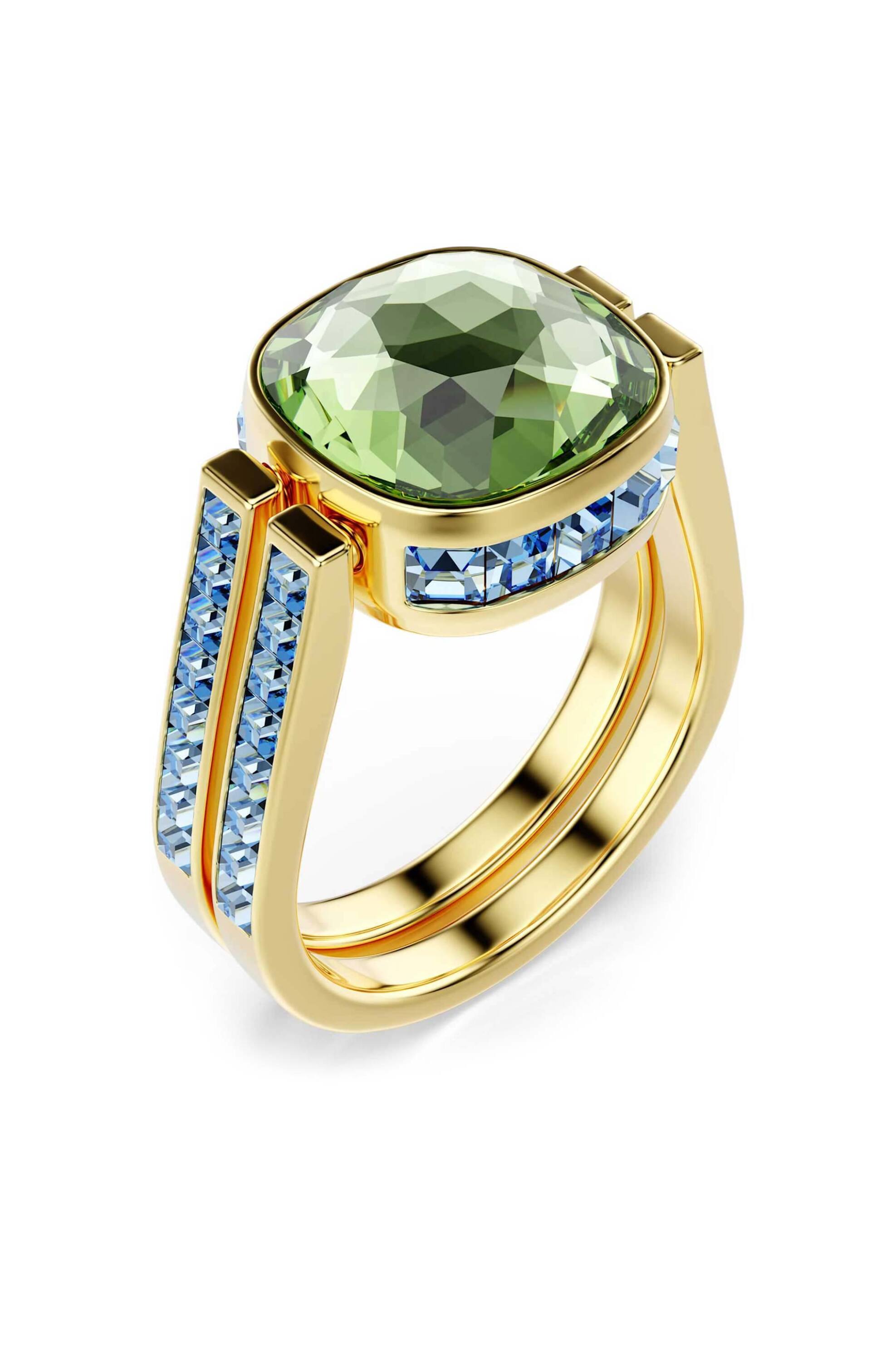 Swarovski γυναικείο δαχτυλίδι κοπή cushion, πολύχρωμο, επιμετάλλωση σε χρυσαφί τόνο "Chroma" (52) - 5706306