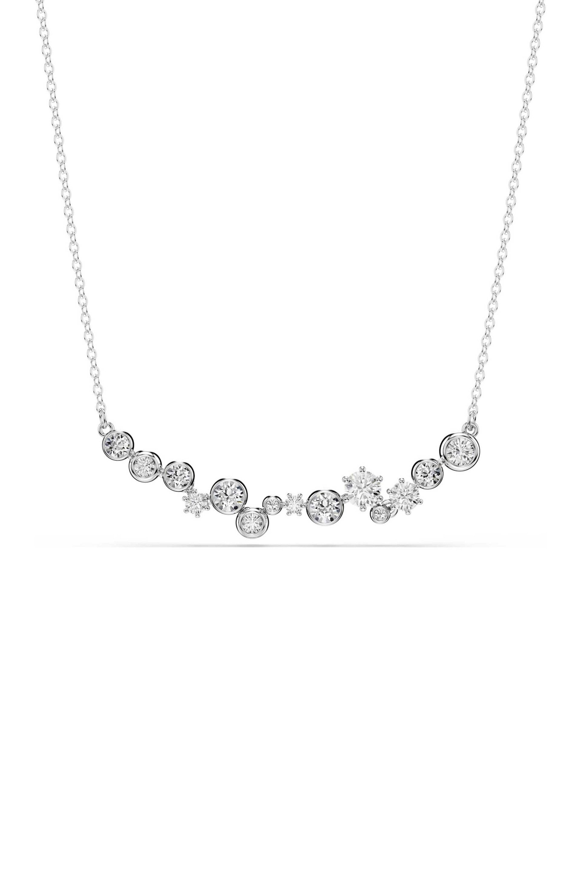 Swarovski γυναικείο κολιέ μίξη κοπών, λευκό, επιμετάλλωση ροδίου "Constella" - 5722473