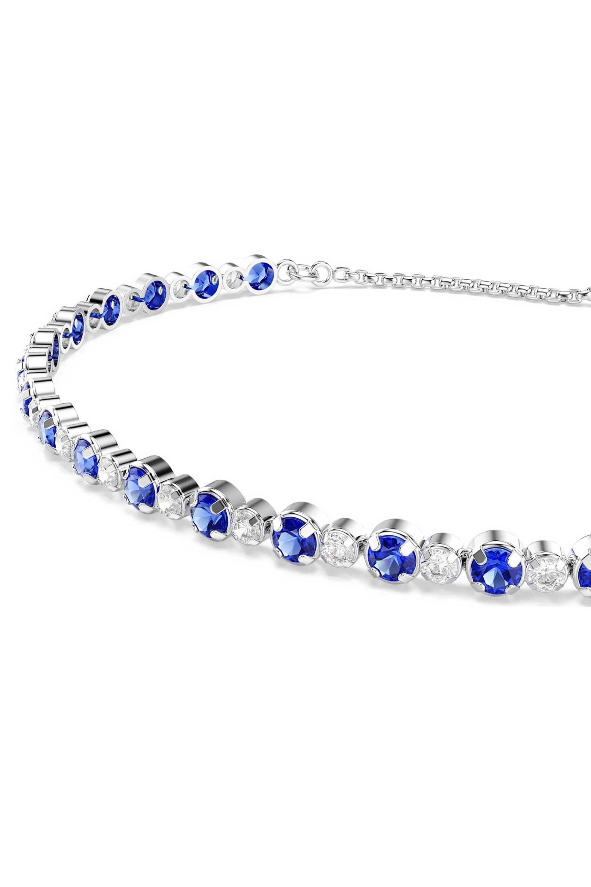 Swarovski γυναικείο βραχιόλι μικτές στρογγυλές κοπές, μπλε, επιμετάλλωση ροδίου 