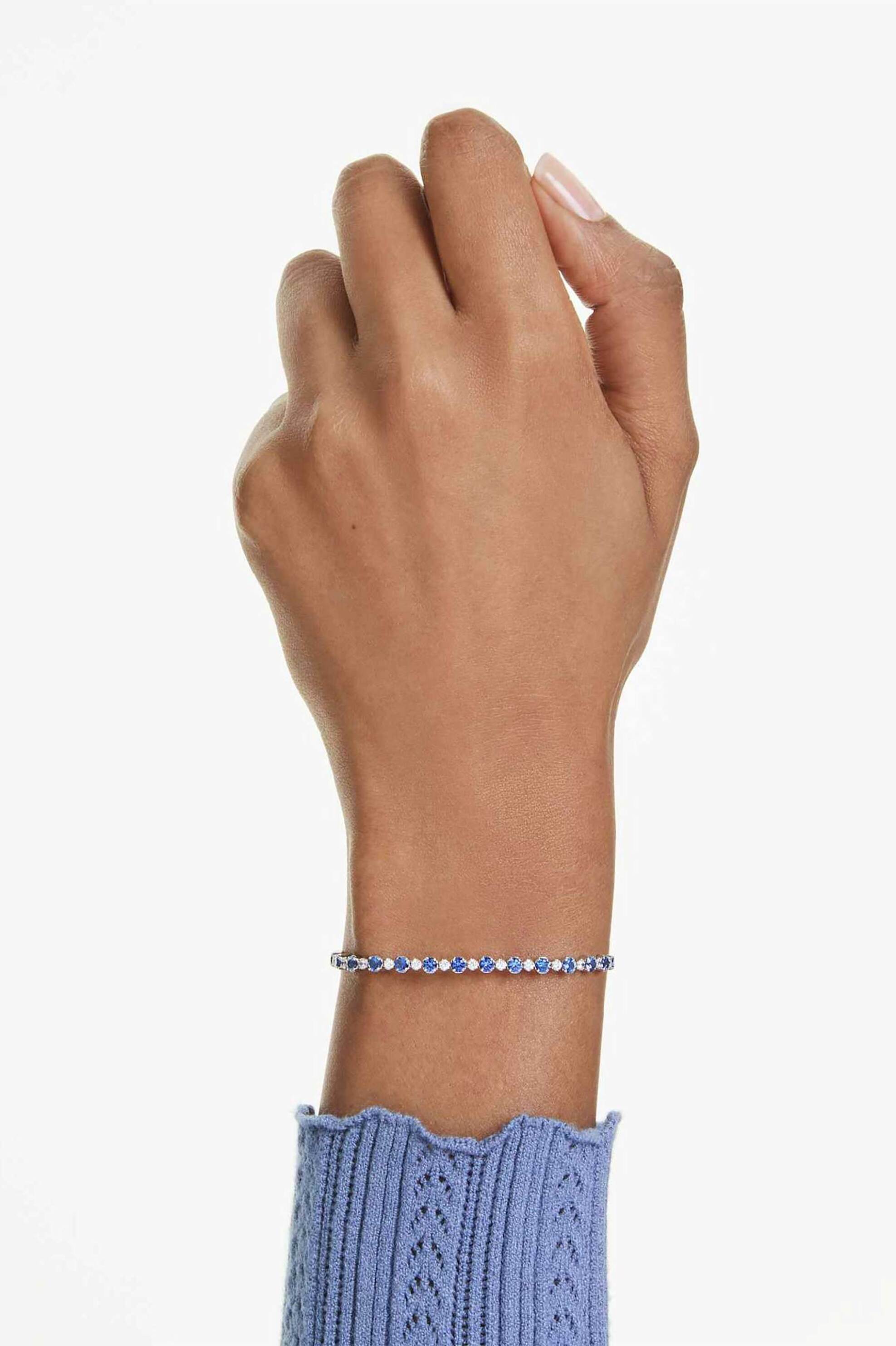 Swarovski Γυναικείο Βραχιόλι Μικτές Στρογγυλές Κοπές Μπλε Επιμετάλλωση Ροδίου Tennis Matrix - 5725854