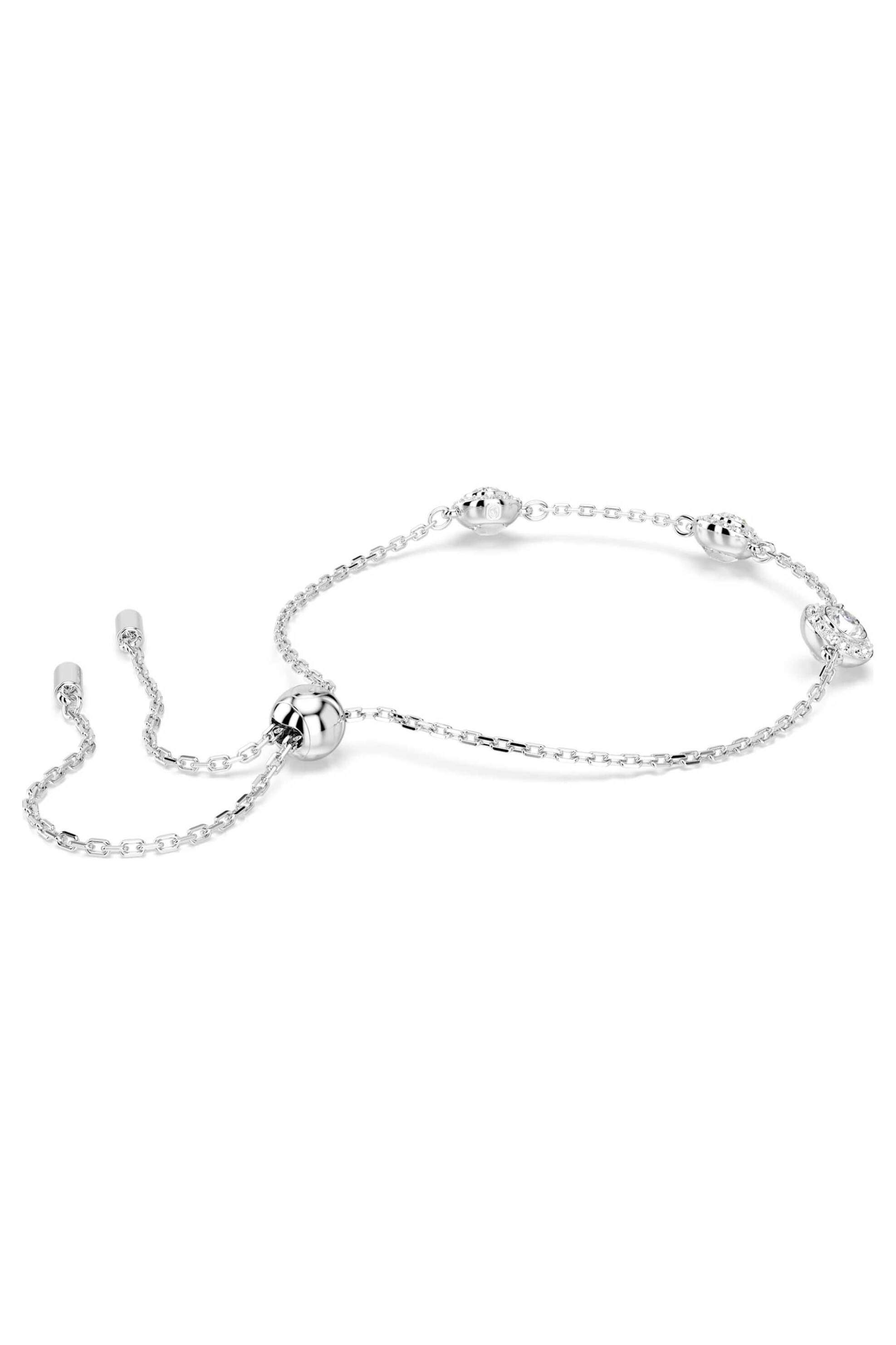 SWAROVSKI Swarovski γυναικείο βραχιόλι στρογγυλή κοπή, διπλής όψης μοτίβα, λευκό, επιμετάλλωση ροδίου "Una Angelic" - 5732272 - 3