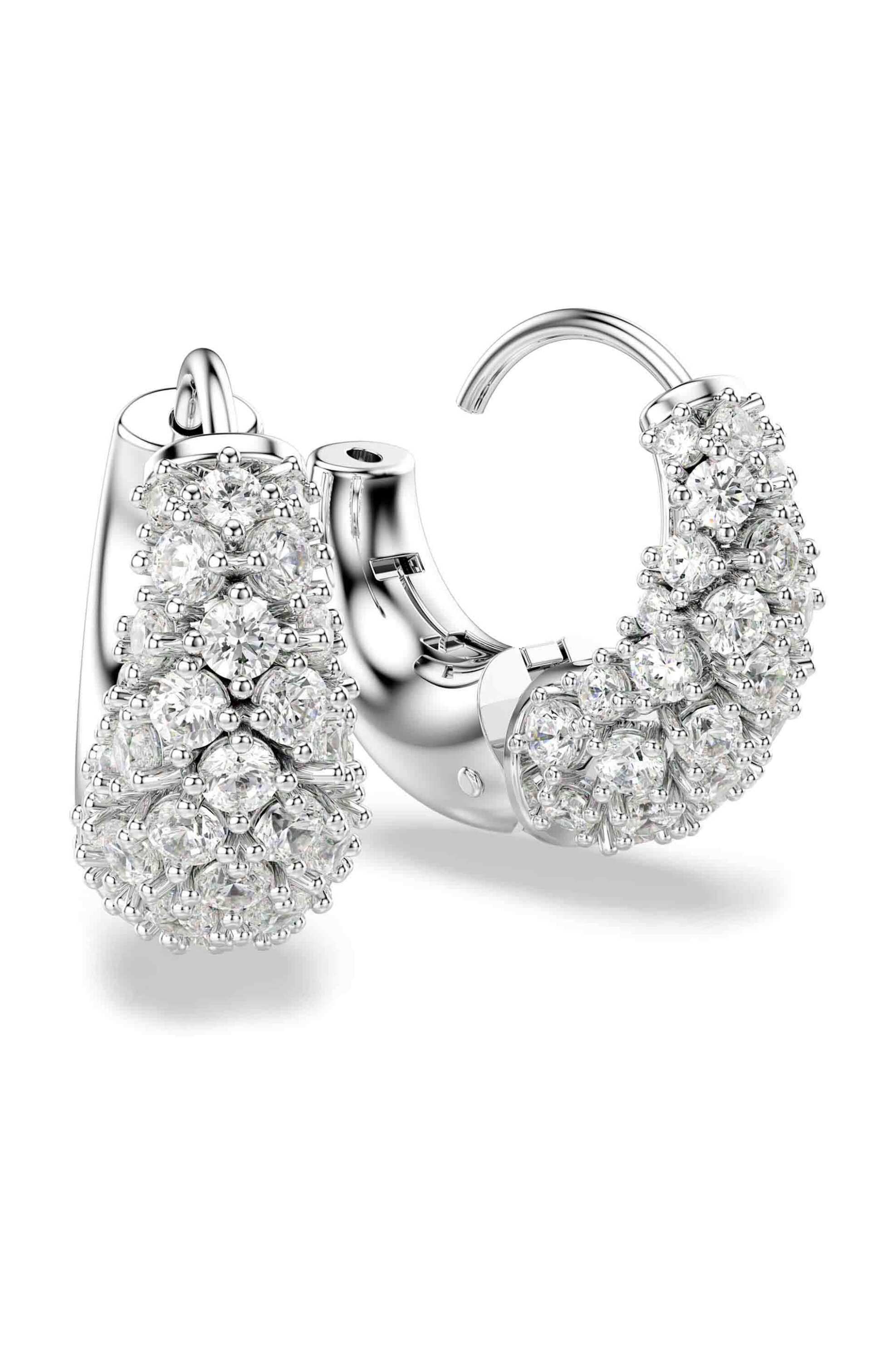 Swarovski γυναικεία σκουλαρίκια λευκά, επιμετάλλωση ροδίου 