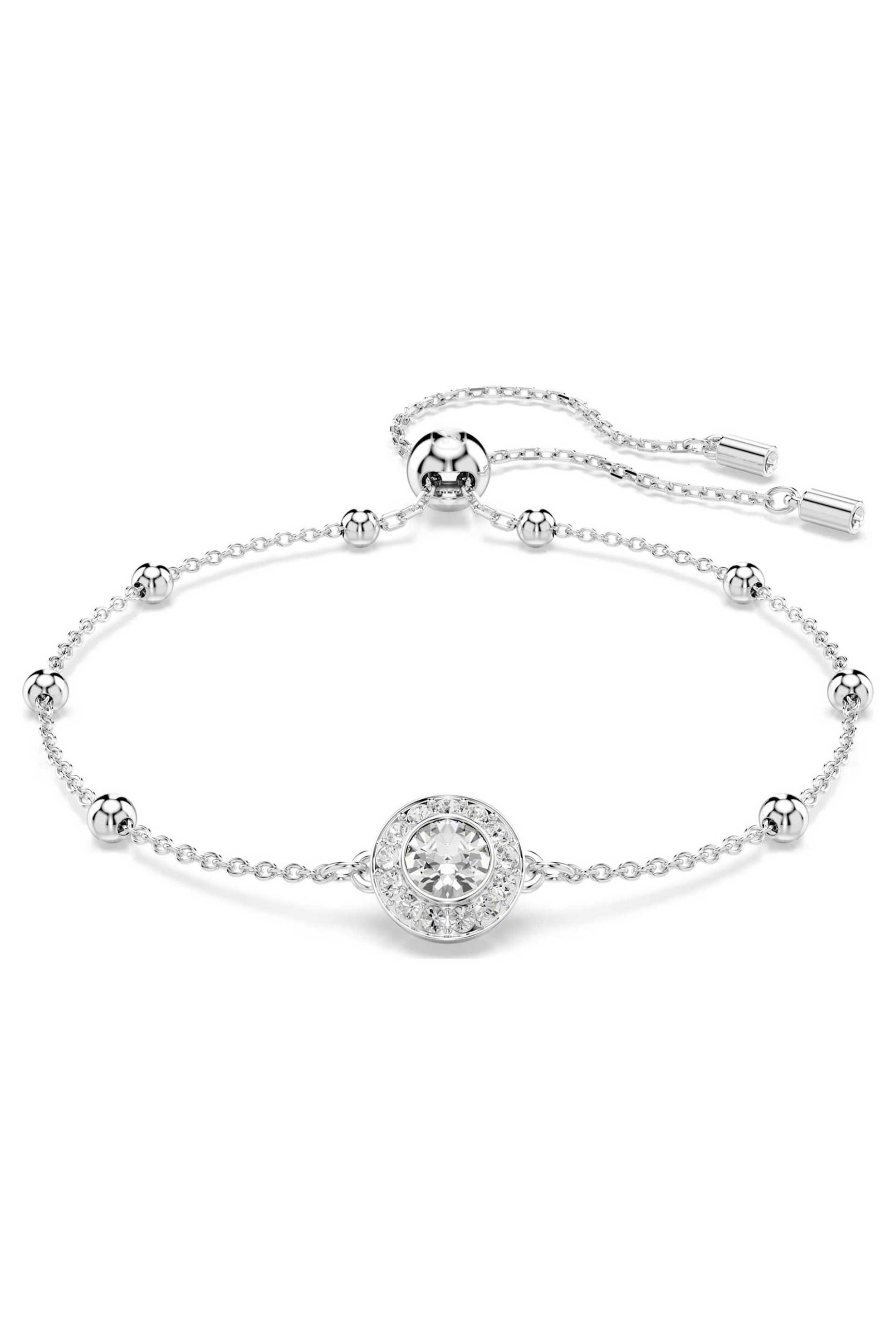 Swarovski γυναικείο βραχιόλι στρογγυλή κοπή, λευκό, επιμετάλλωση ροδίου "Una Angelic" - 5733196