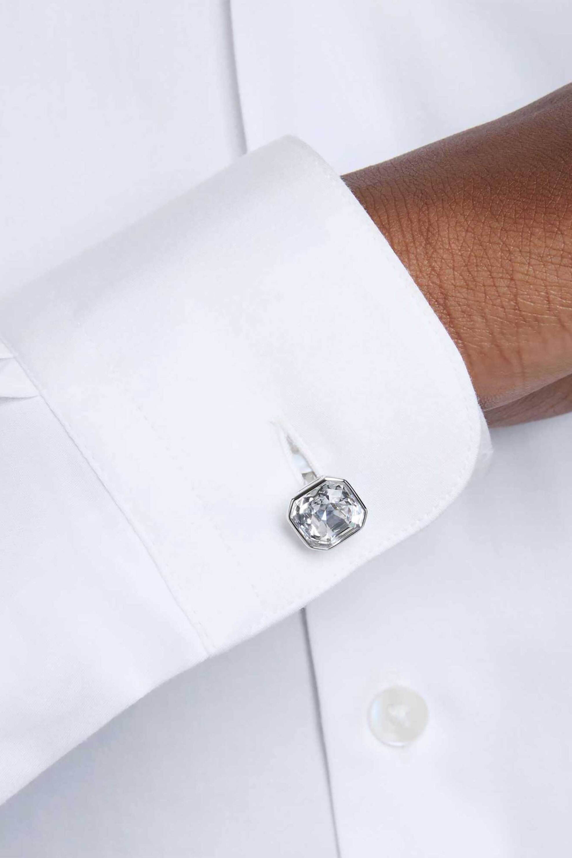Swarovski Ανδρικά Μανικετόκουμπα Οκταγωνική Κοπή Λευκά Επιμετάλλωση Ροδίου Millenia - 5733306