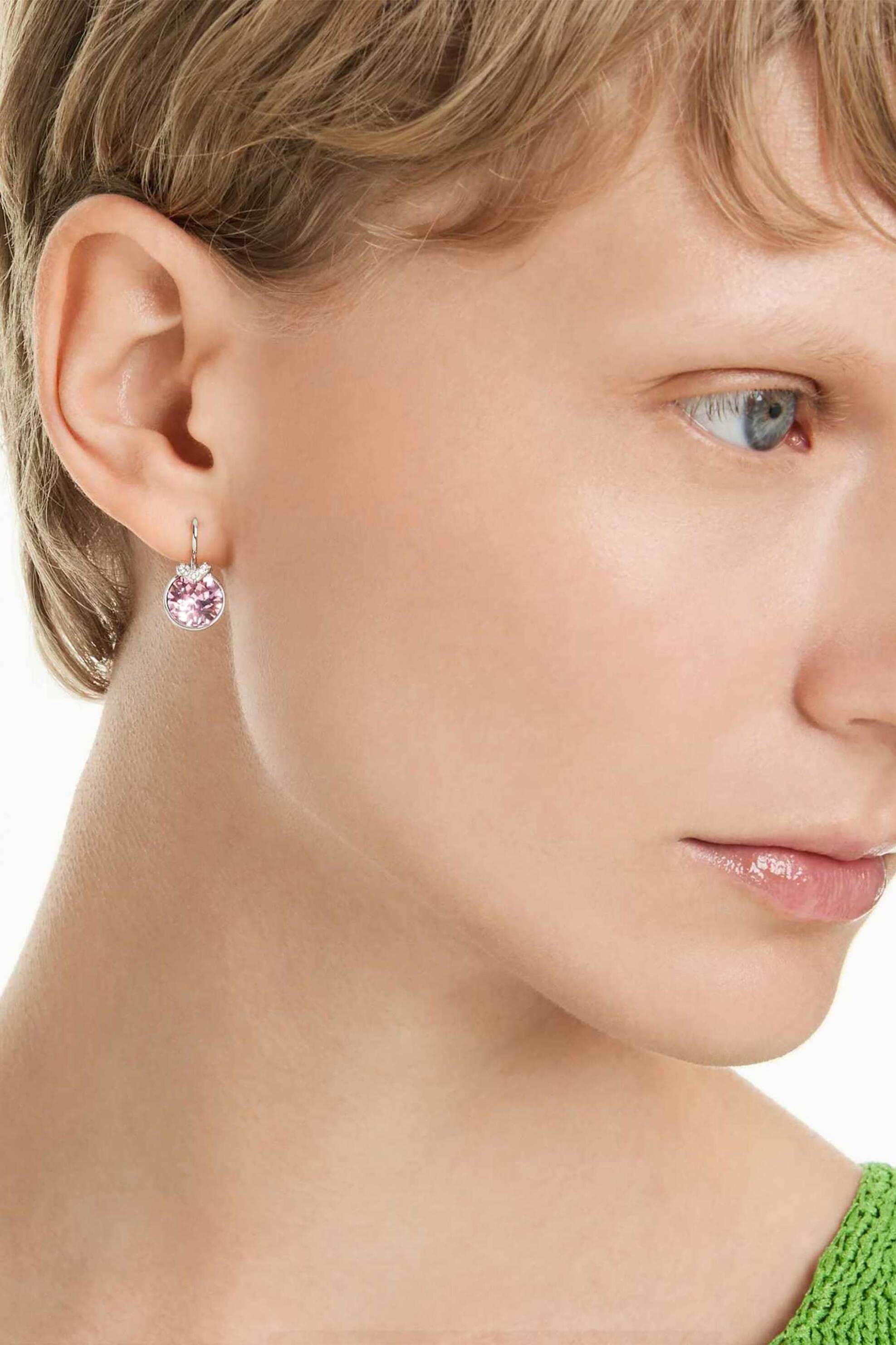 Swarovski Γυναικεία Σκουλαρίκια-Σταγόνα Στρογγυλή Κοπή Ροζ Επιμετάλλωση Ροδίου Bella V - 5734235